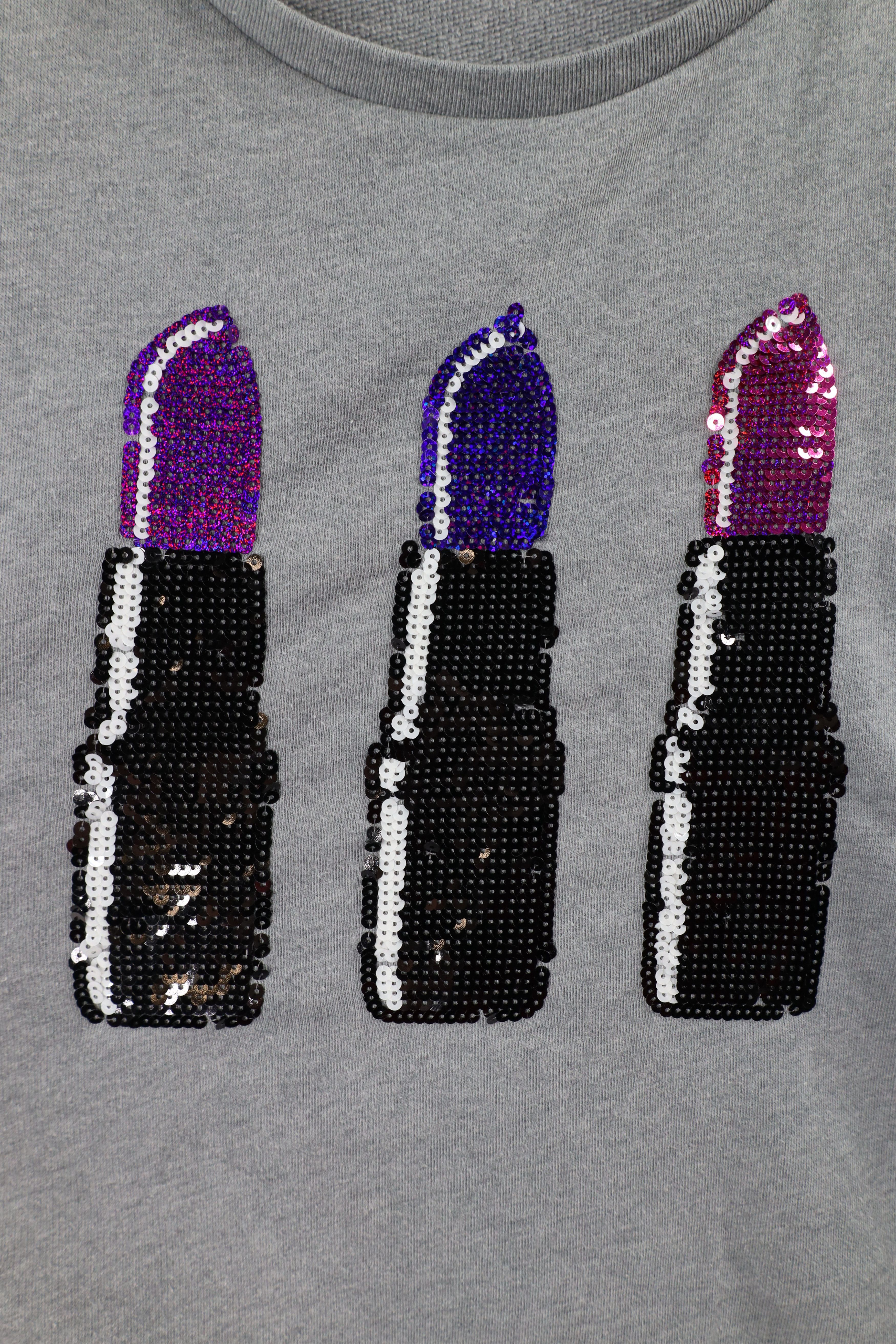 Juicy Couture × Vintage Vintage Y2K Juicy Couture Sequin Lipstick Sweatshirt Gray Size XL / US 12-14 / IT 48-50 - 4 Thumbnail