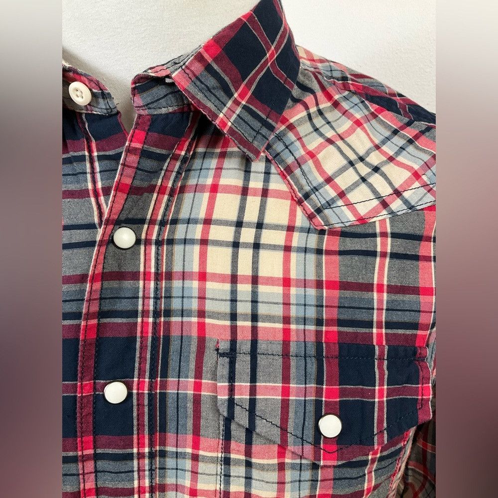 Other ROEBUCK & CO Vtg Red Plaid Western Yoke Pearl Snap Shirt Size US M / EU 48-50 / 2 - 9 Thumbnail