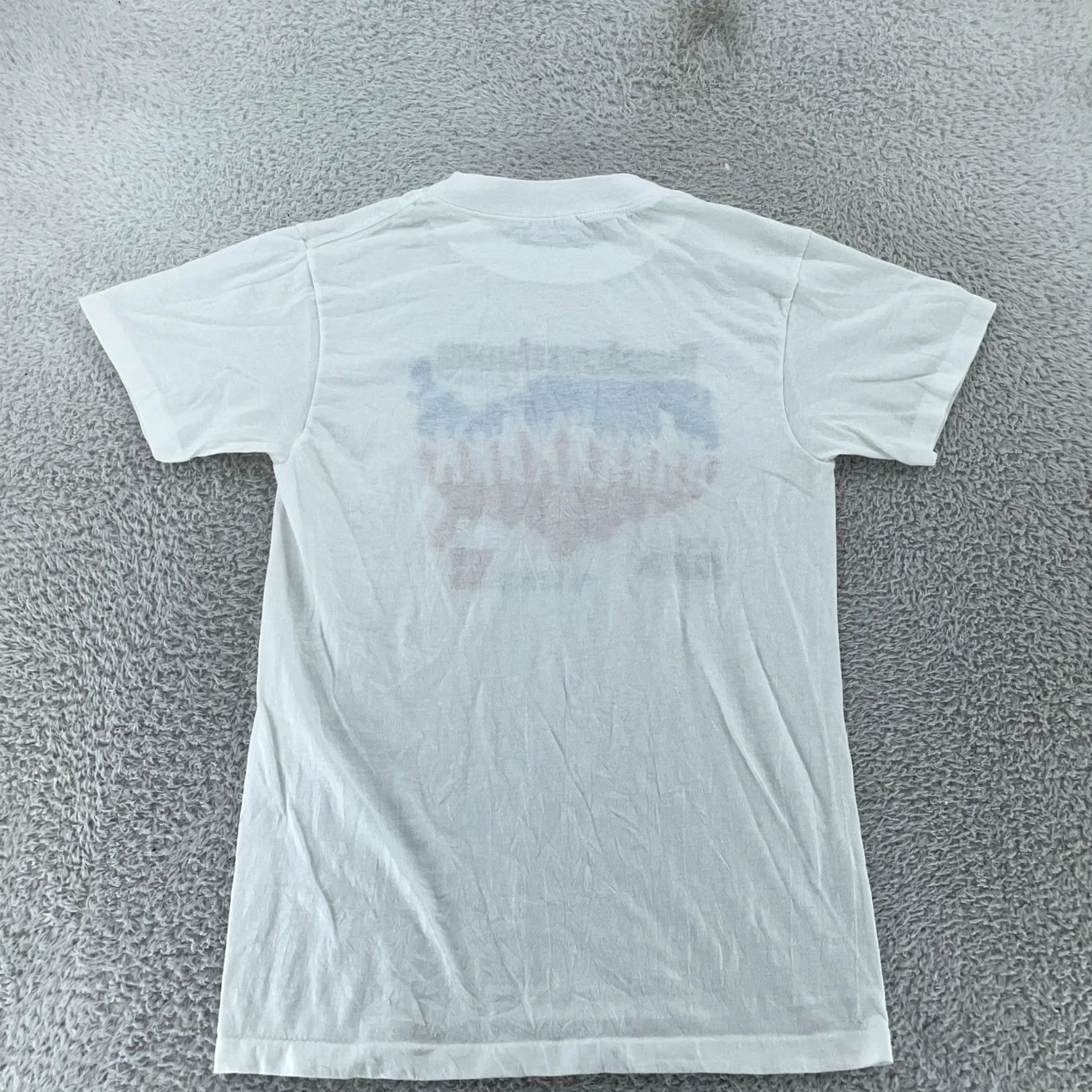 Vintage VINTAGE Hands Across America Shirt Mens XS USA 80s Graphic Print Limited Edition 1986 White Short Sleeve Crew Neck Cotton Polyester Football? Size US XS / EU 42 / 0 - 5 Thumbnail