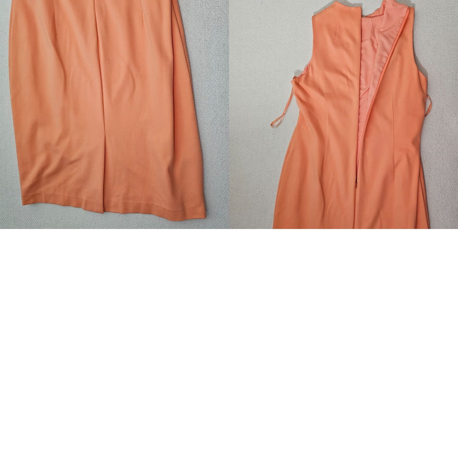 Vintage VINTAGE Antonio Melani Dress Women’s 14 Sleeveless Sheath Orange Coral Zipper Knee Length Pink Round Neck Ladies Size XL / US 12-14 / IT 48-50 - 10 Thumbnail
