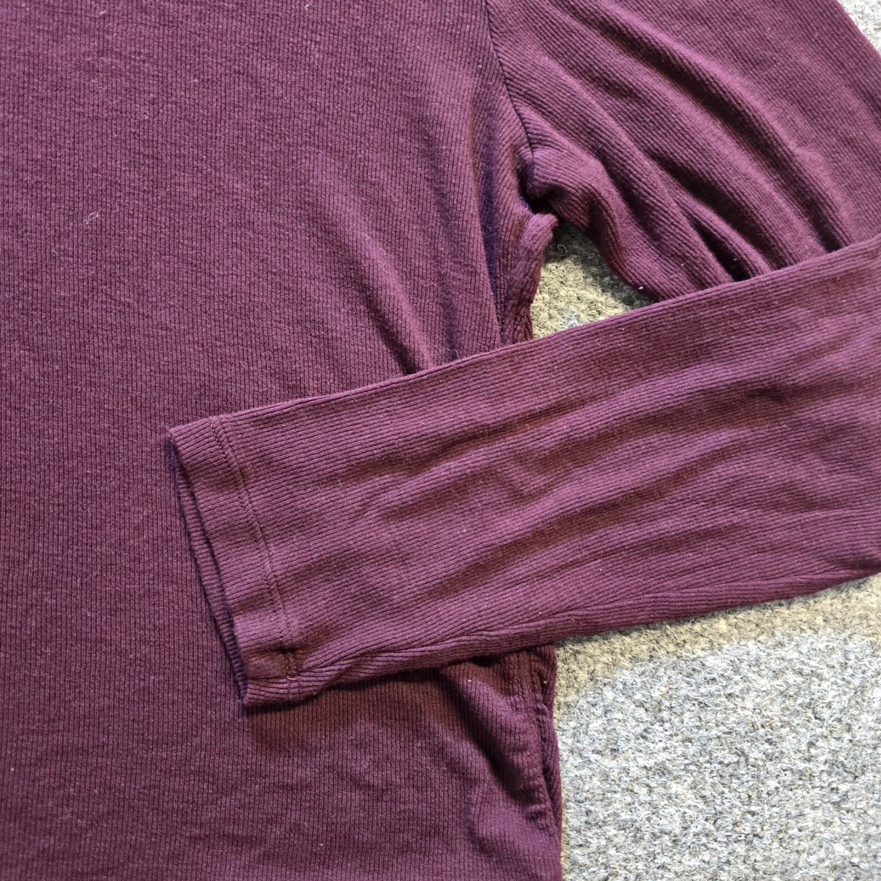Athleta Athleta Top Womens L Purple Burgundy Ribbed Long Sleeve Casual Shirt Womens L Size L / US 10 / IT 46 - 3 Thumbnail