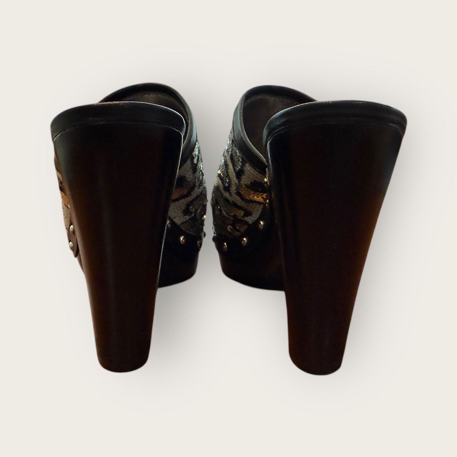 Coach Vintage Coach Bacall Leopard Sequin Platform Clogs Size US 8 / IT 38 - 4 Thumbnail