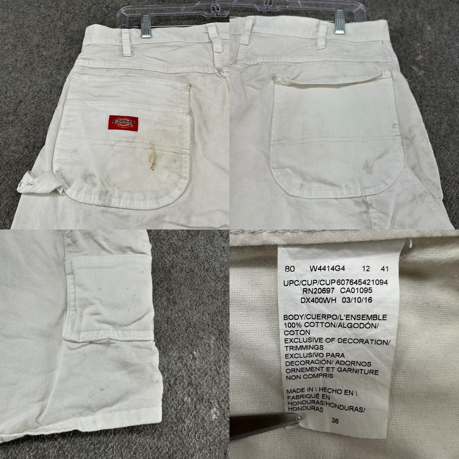 Dickies VINTAGE Dickies Shorts Mens 36 White Canvas Cotton Carpenter Logo Pockets 5-Pocket Design Baggy Relaxed Cargo Workwear Casual Summer Spring Fall Mens Size US 36 / EU 52 - 8 Thumbnail