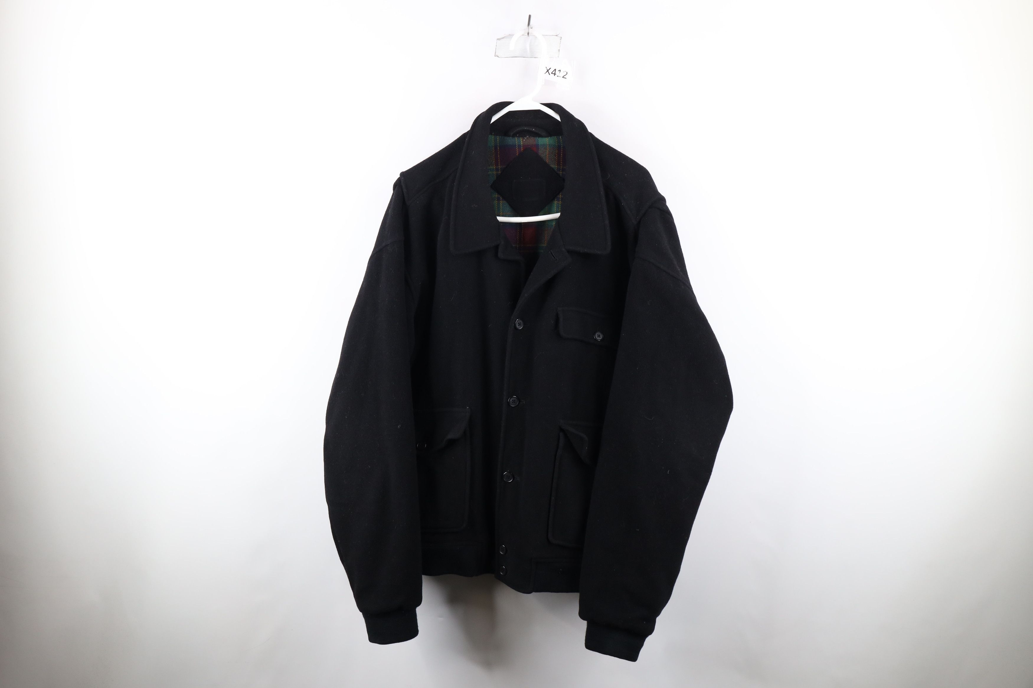 Image of Vintage 90's Streetwear Full Zip Wool Bomber Jacket Black, Men's (Size XL)