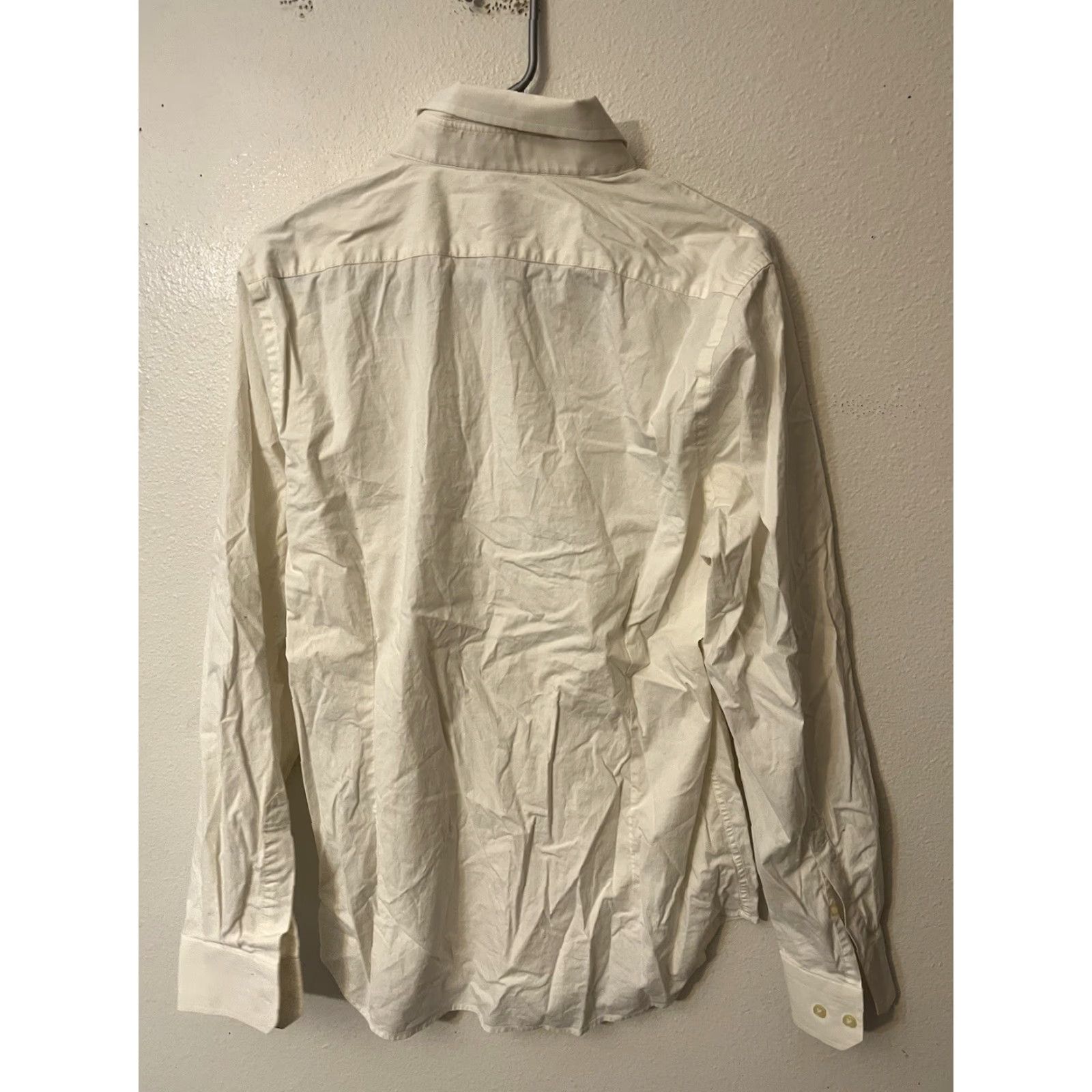 Express Express 1MX Fitted Solid Button Shirt White Dress Shirt Medium Mens Size 40R - 3 Thumbnail