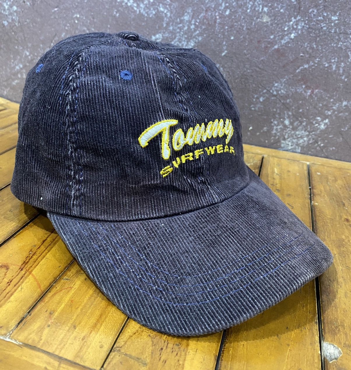 Tommy Hilfiger × Vintage Vintage TOMMY HILFIGER Velvet Snap Cap Adustable Size ONE SIZE - 1 Thumbnail