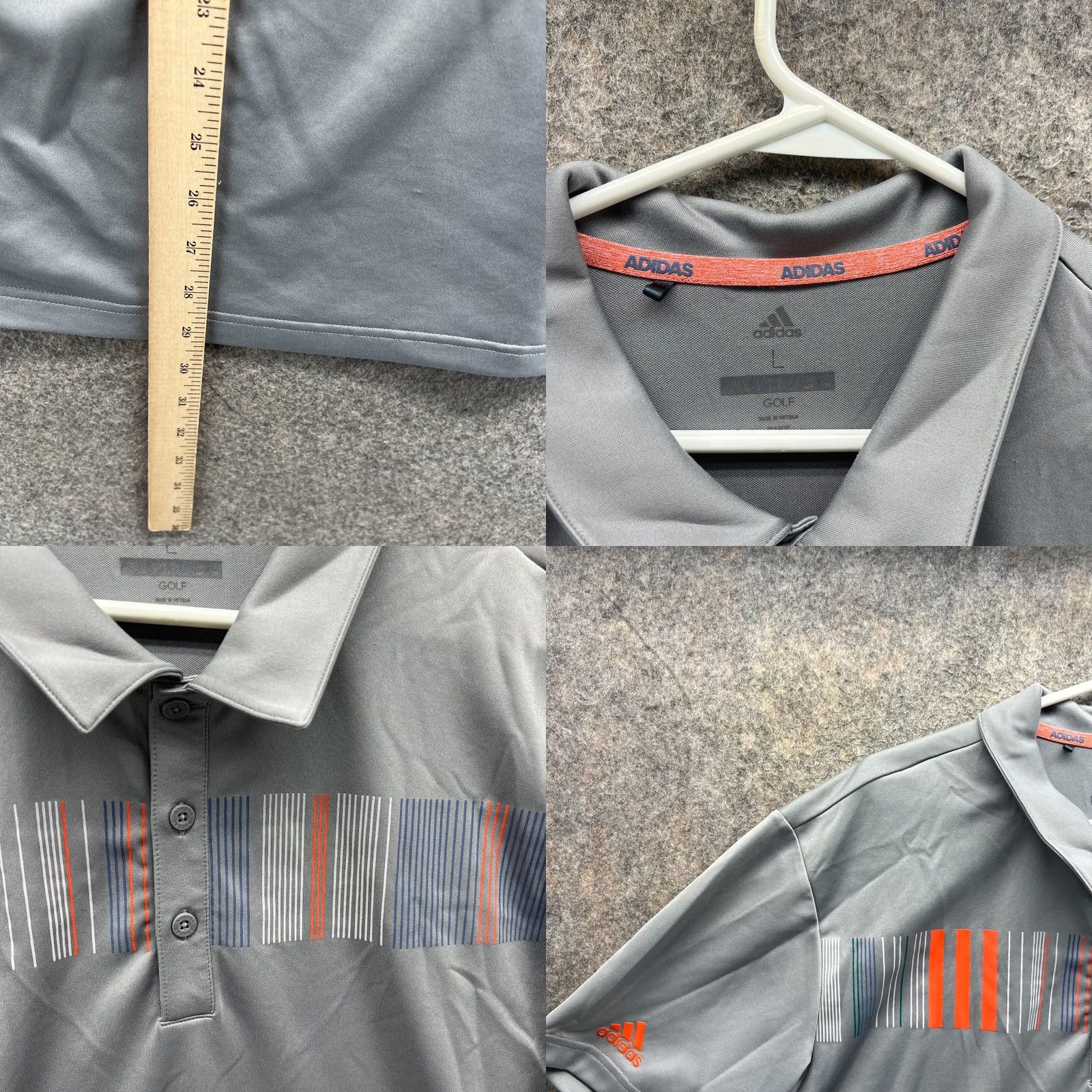 Adidas VINTAGE Adidas Polo Shirt Men Large Gray Orange Golf Athletic Polyester Polo Shirt Mens Large Gray Orange Golf Adidas Polo Shirt Size US L / EU 52-54 / 3 - 8 Thumbnail
