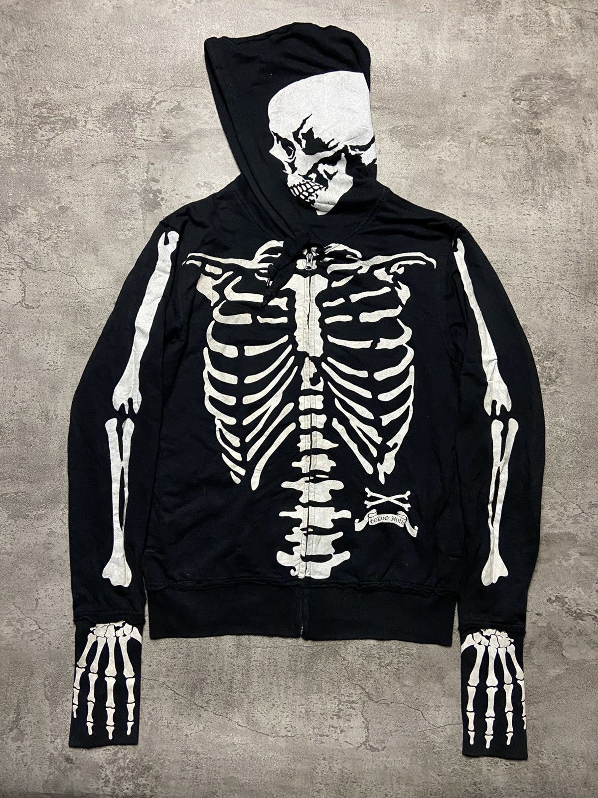 Japanese Brand Y2k Iron Fist skeleton graphics zip up sweatshirt