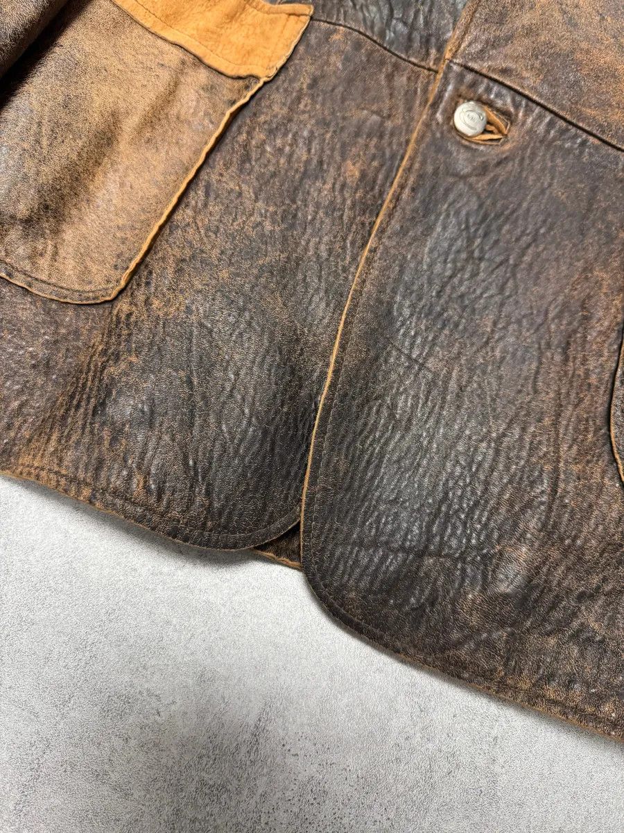Just Cavalli × Vintage 2000s Cavalli Raw Brown Leather Suit Jacket Size US S / EU 44-46 / 1 - 3 Thumbnail
