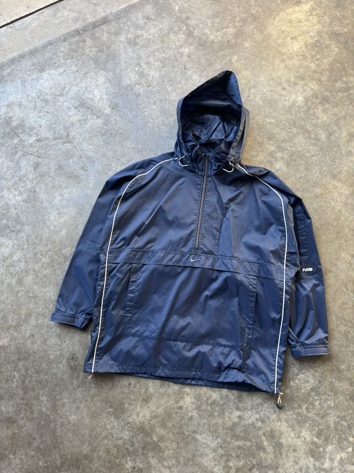 Nike × Vintage Vintage 90’s/Y2K Navy Nike Parka Windbreaker Nylon Jacket Size US L / EU 52-54 / 3 - 2 Thumbnail