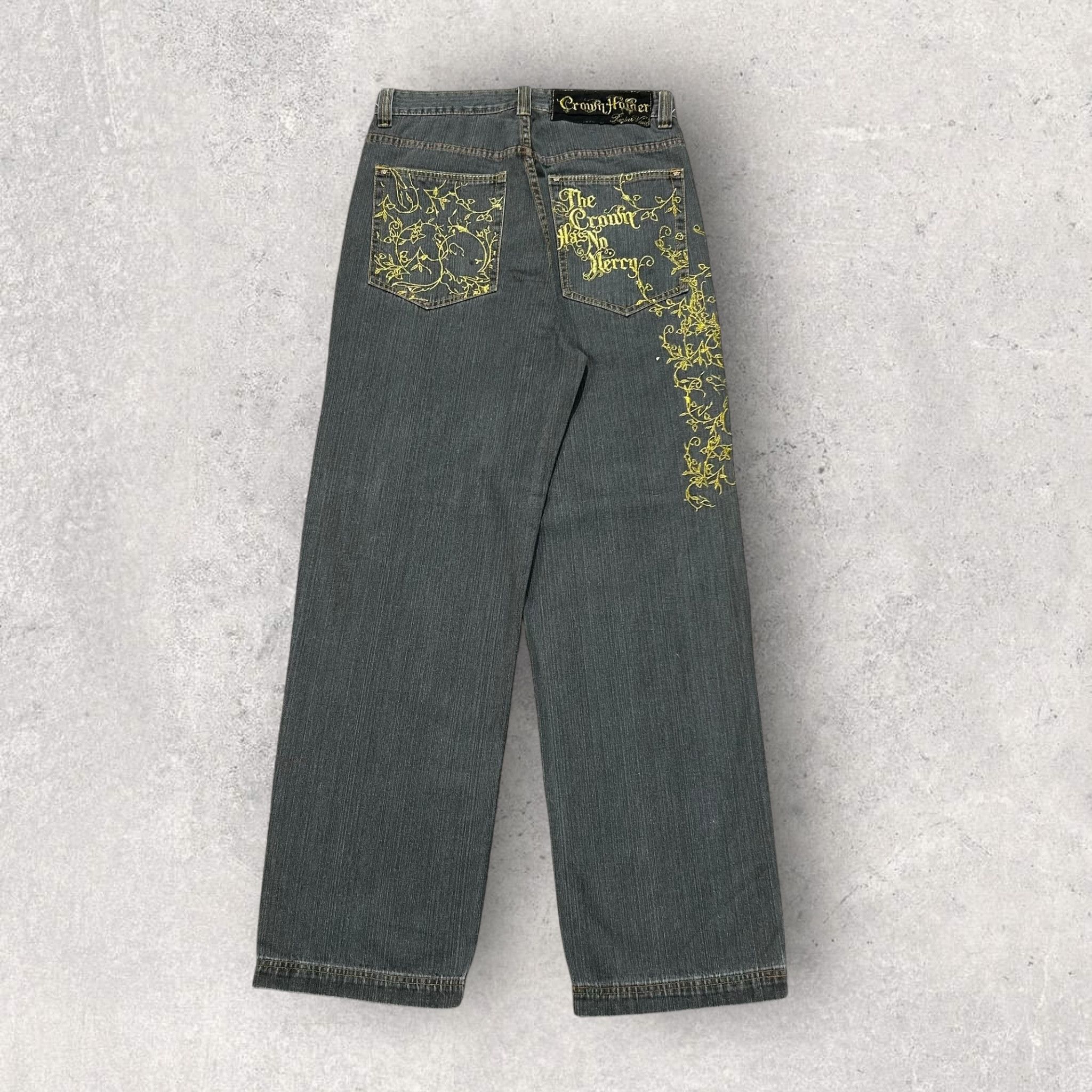 Japanese Brand × Vintage Vintage CROWN HOLDER Bagg Embroidery Jeans 33 Size US 33 - 2 Thumbnail