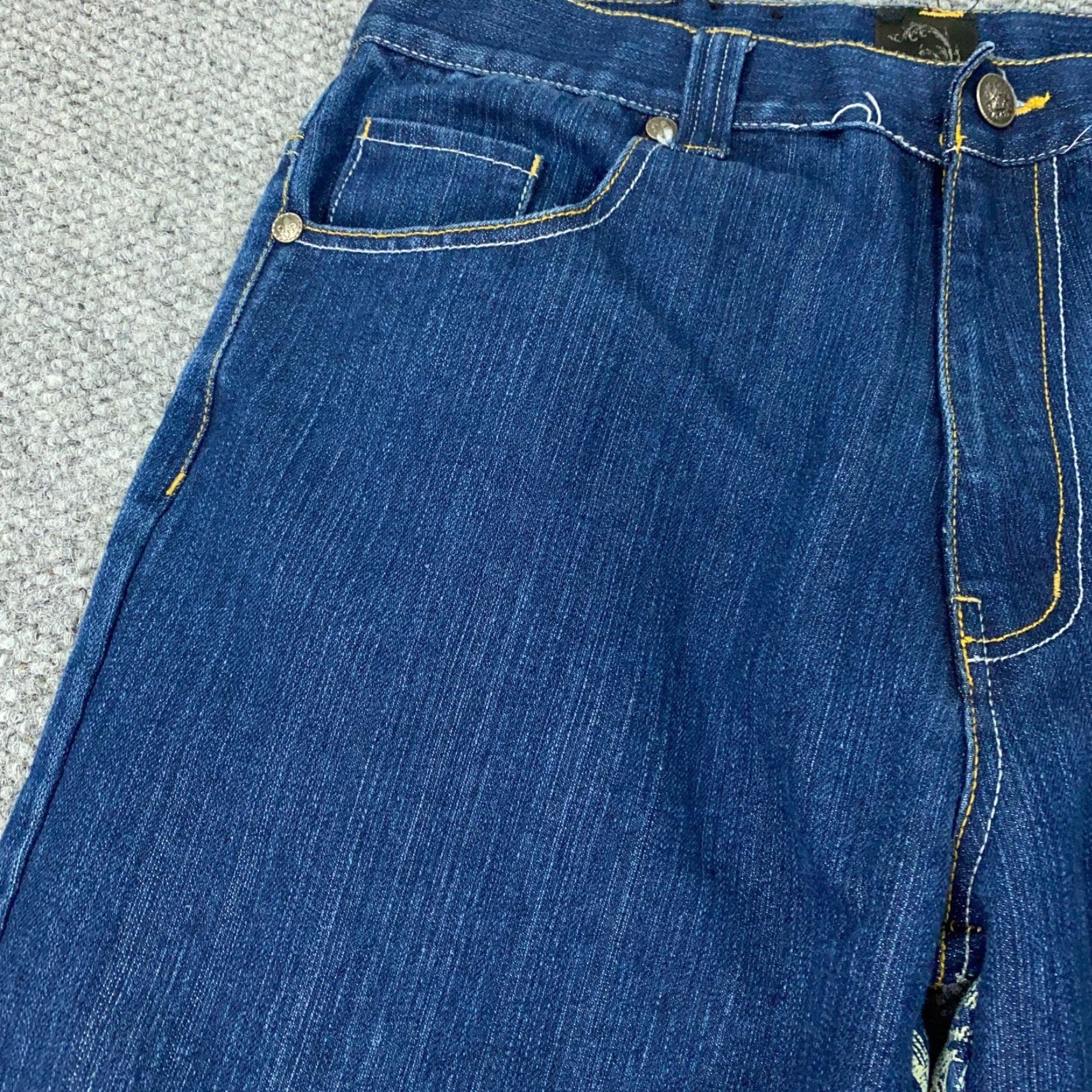 Vintage VINTAGE Raw Blue Jeans Mens 36x32 Blue Baggy Loose Angel Premium Y2K Skate Jeans Mens Regular Blue Distressed 90s Grunge Retro Shirt? Size US 32 / EU 48 - 3 Thumbnail