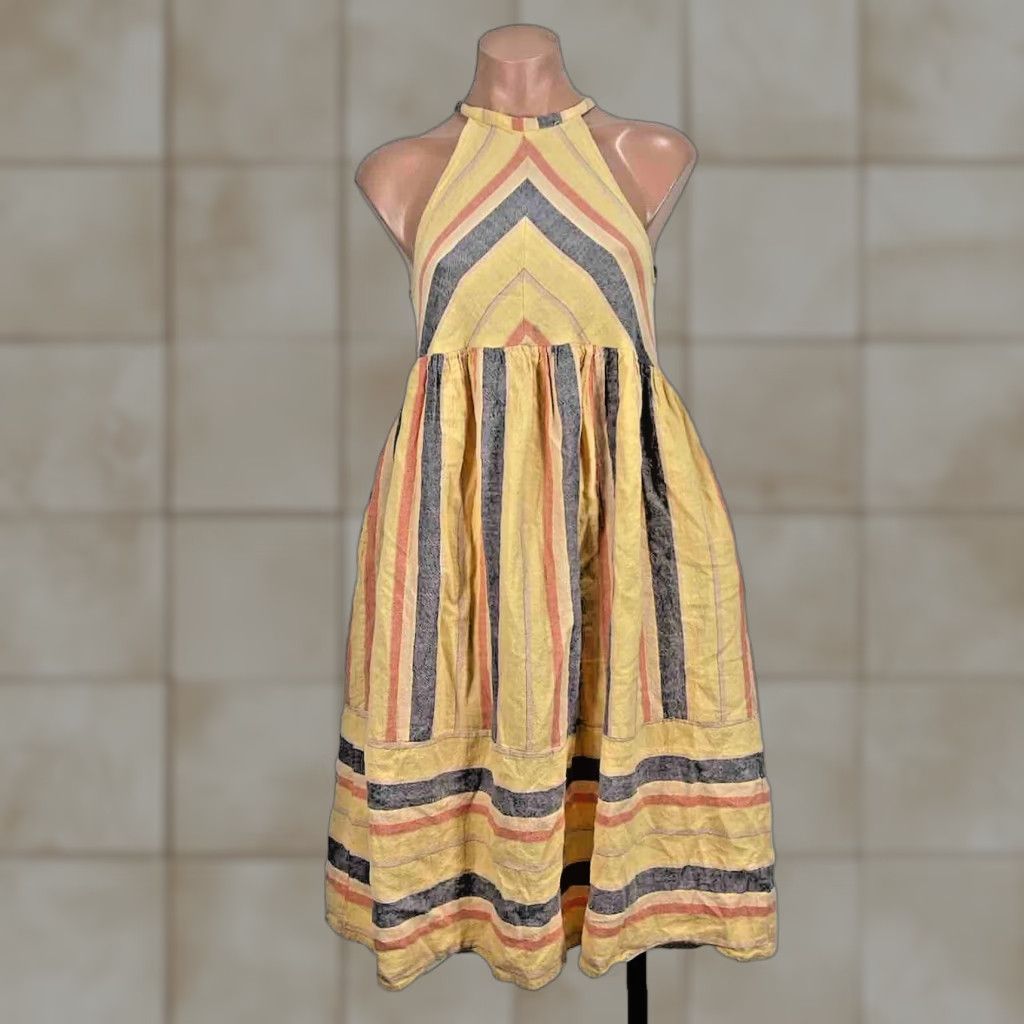VINTAGE Listiele Midi Dress M Peasant Dress Fairy Cottage Romantic Halter