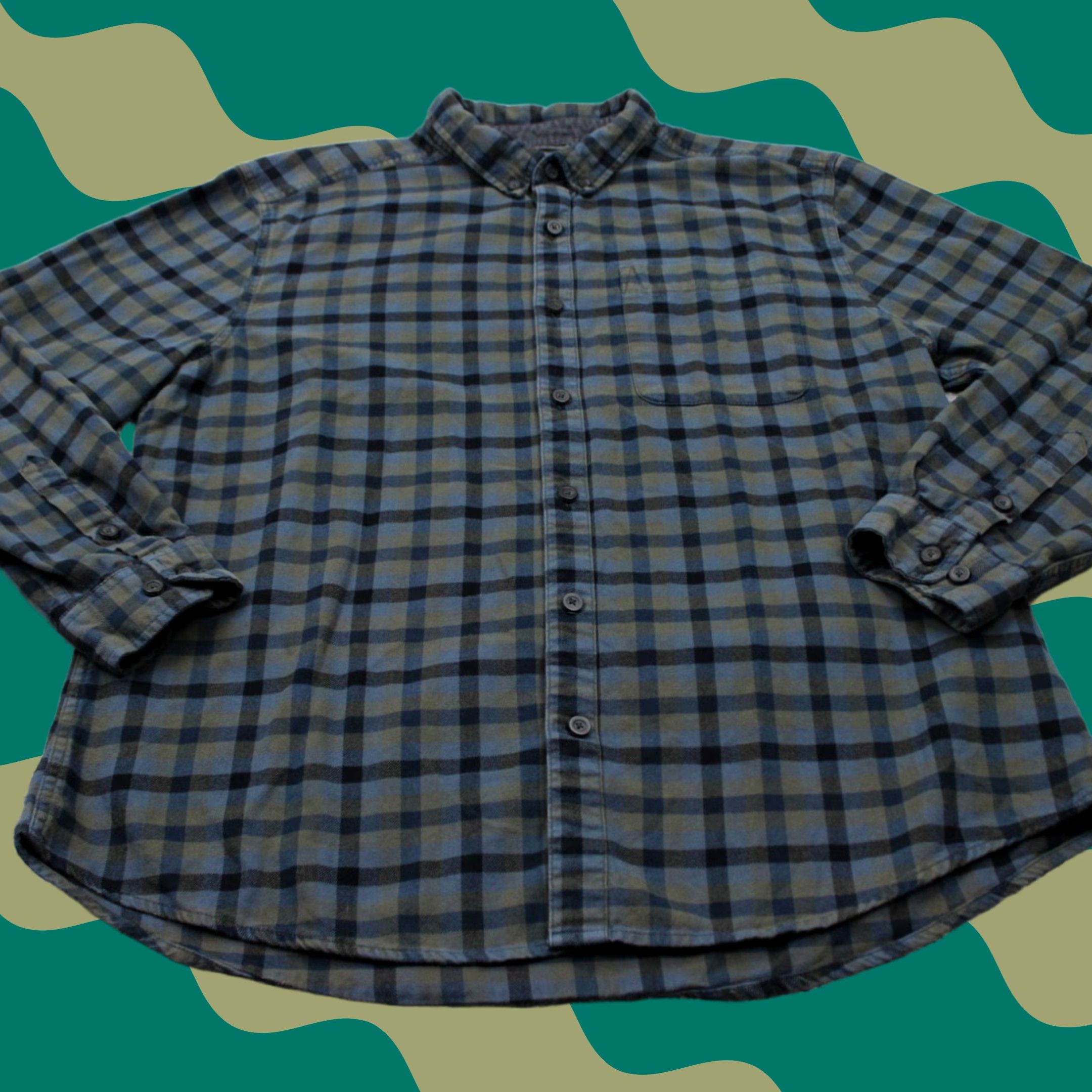 Royal Robbins Royal Robbins Shirt Adult XL Green/Blue Plaid Button-Up Cotton L/S Relaxed Fit Mens Size US XL / EU 56 / 4 - 1 Thumbnail