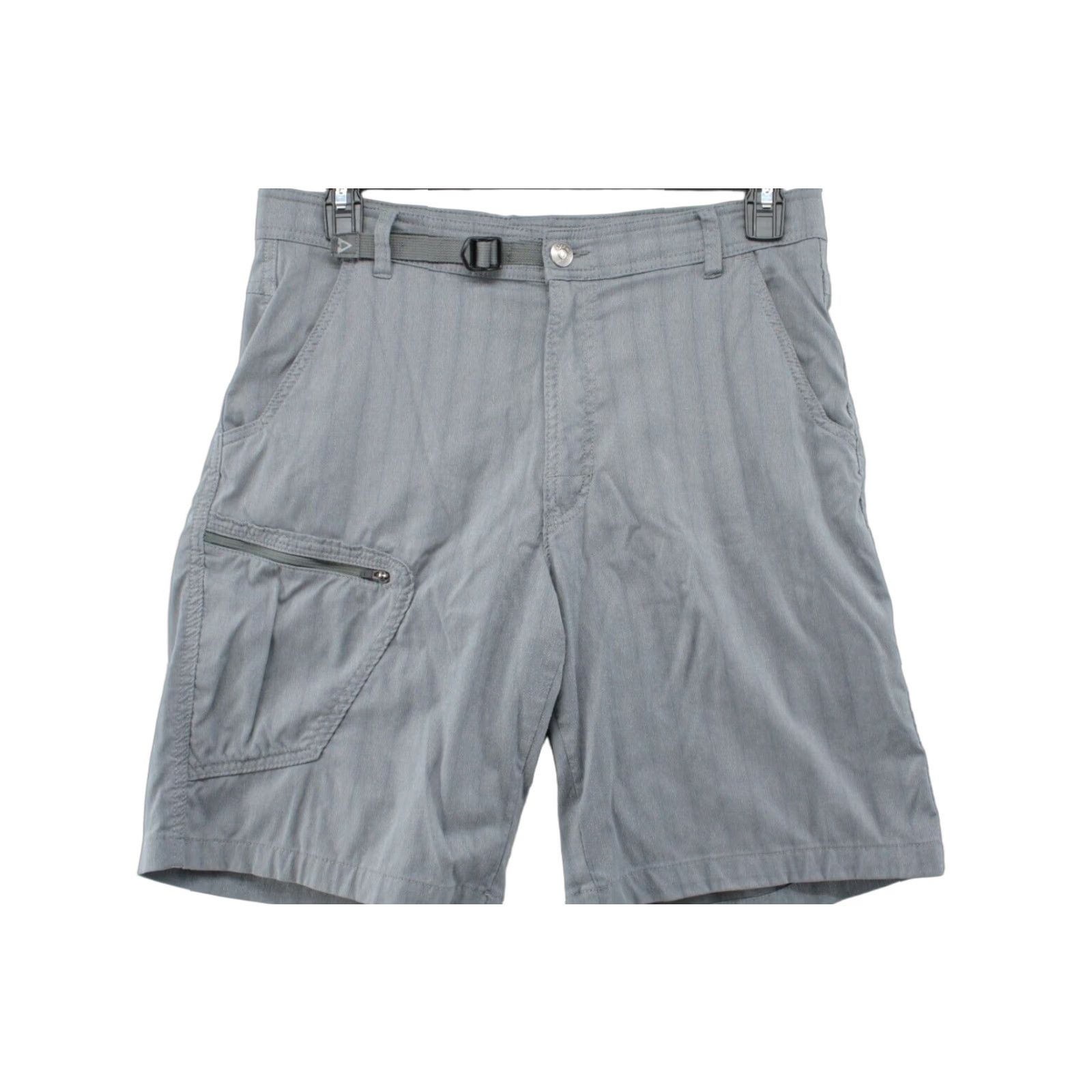 ASCENO Ascend Mens Cargo Shorts 34 Gray Striped Outdoors Hiking Zip Pockets Waist 34 Inseam 10" Pockets Logo Belted Regular Size US 34 / EU 50 - 1 Thumbnail