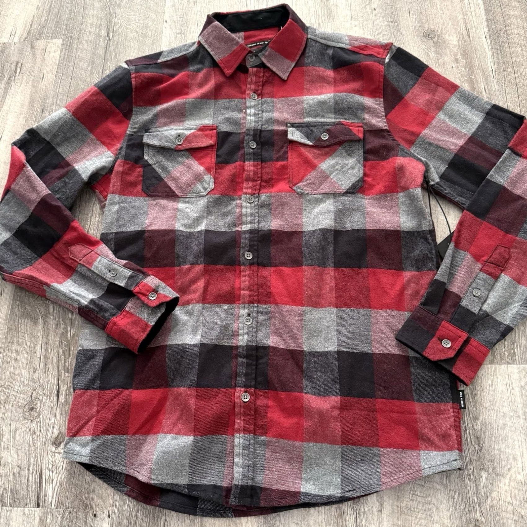 Kenneth Cole Kenneth Cole Flannel Shirt Men M Red Black Gray Slim 2-Way Stretch GORP NEW Size US M / EU 48-50 / 2 - 7 Thumbnail