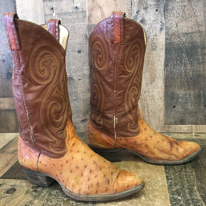 Larry Mahan Texas Larry Mahan Vintage Full Quill Ostrich Cowboy Boots ...