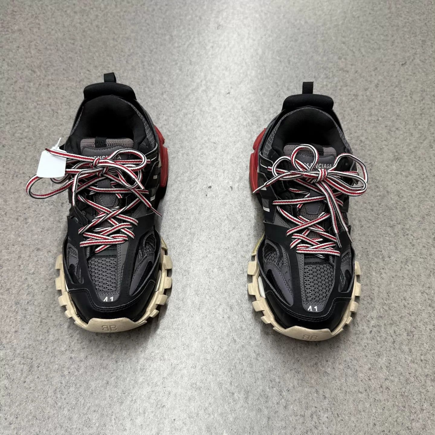 Balenciaga Balenciaga Track 41 Black Red Distressed Original Box Size US 8 / EU 41 - 8 Thumbnail