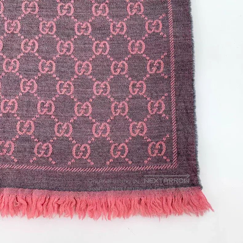 Gucci Gucci Gray-pink logo jacquard printed wool tassel scarf Size ONE SIZE - 4 Thumbnail