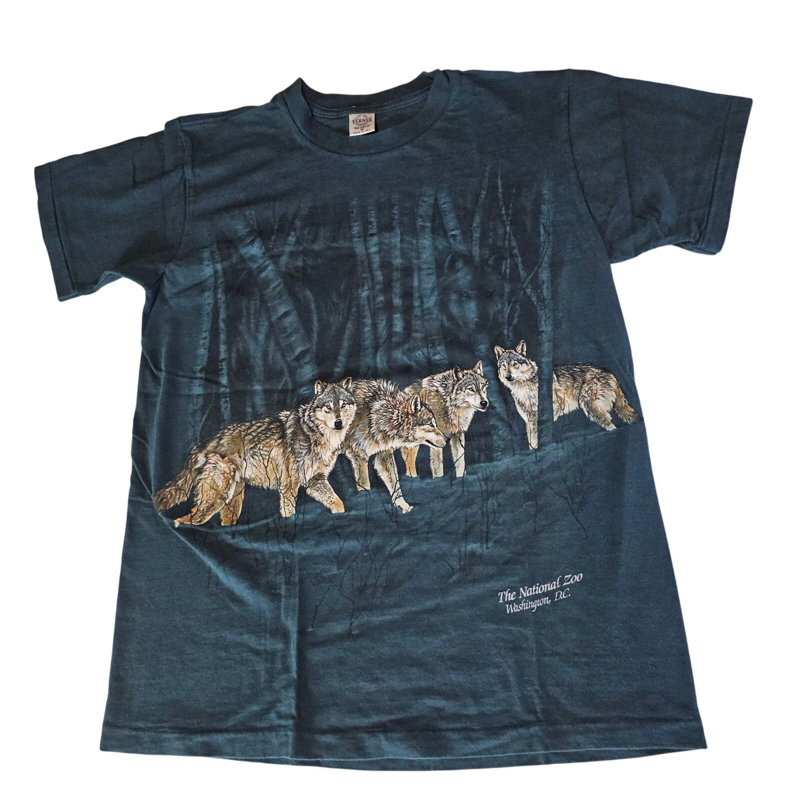 Vintage Vintage 90s Turner Single Stitch Wolves T-Shirt Blue M 3599 Size US M / EU 48-50 / 2 - 1 Thumbnail