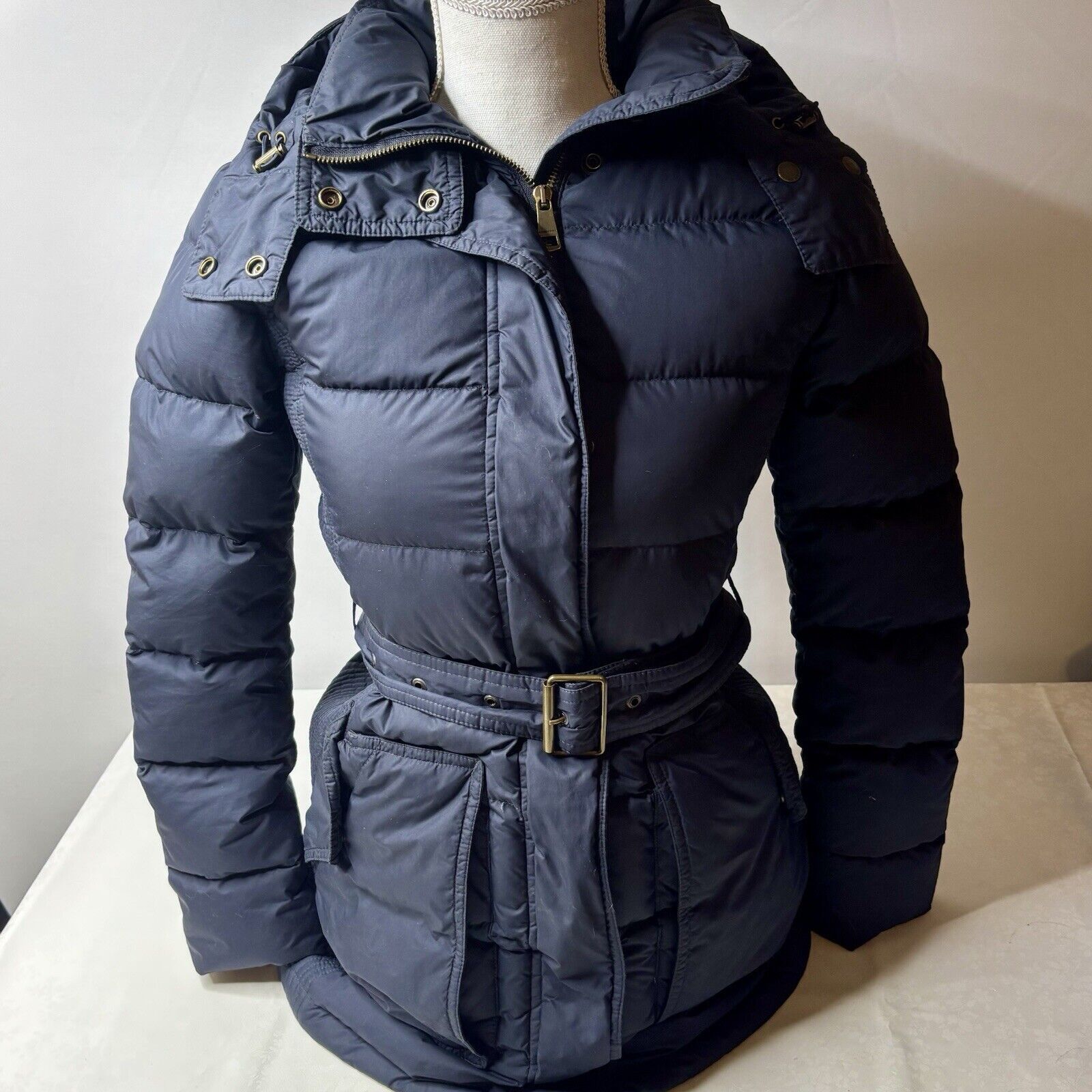 Burberry Burberry Brit W's Navy Down Parka Coat XS Size XS / US 0-2 / IT 36-38 - 1 Thumbnail