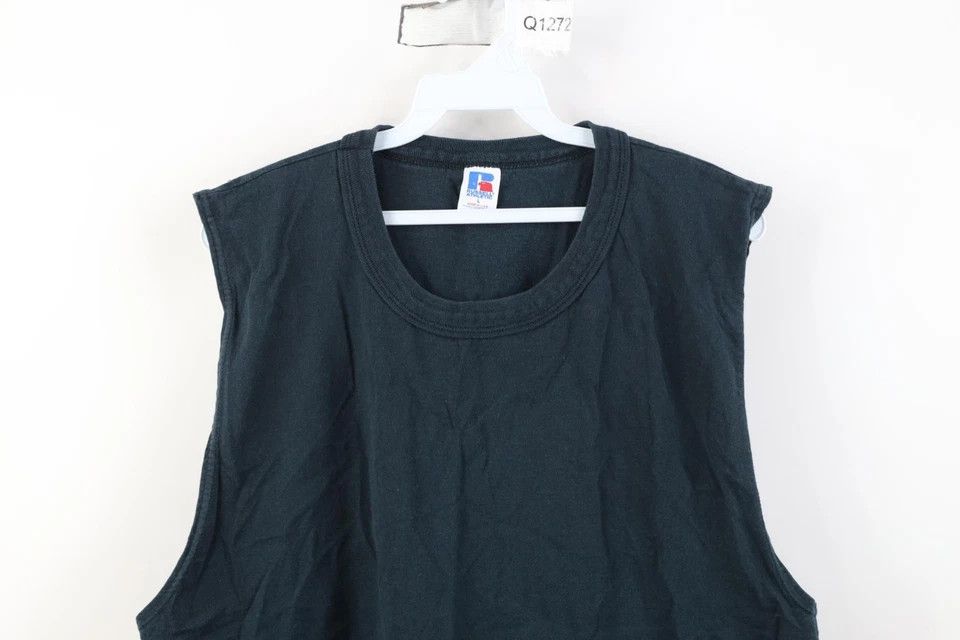 Russell Athletic Vintage 90s Russell Athletic Blank Muscle T-Shirt Black USA Size US L / EU 52-54 / 3 - 2 Thumbnail