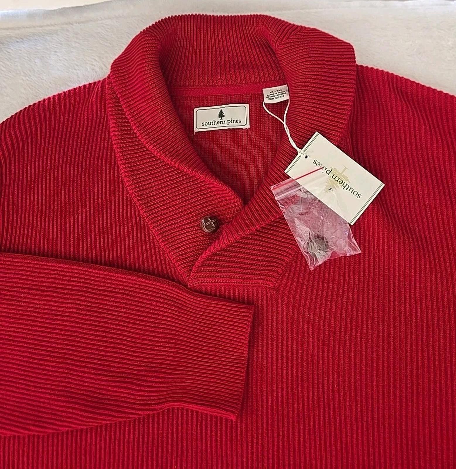 Southern Tide Southern Pines Collared Pullover Sweater XL Red Cotton NWT Size US XL / EU 56 / 4 - 4 Thumbnail