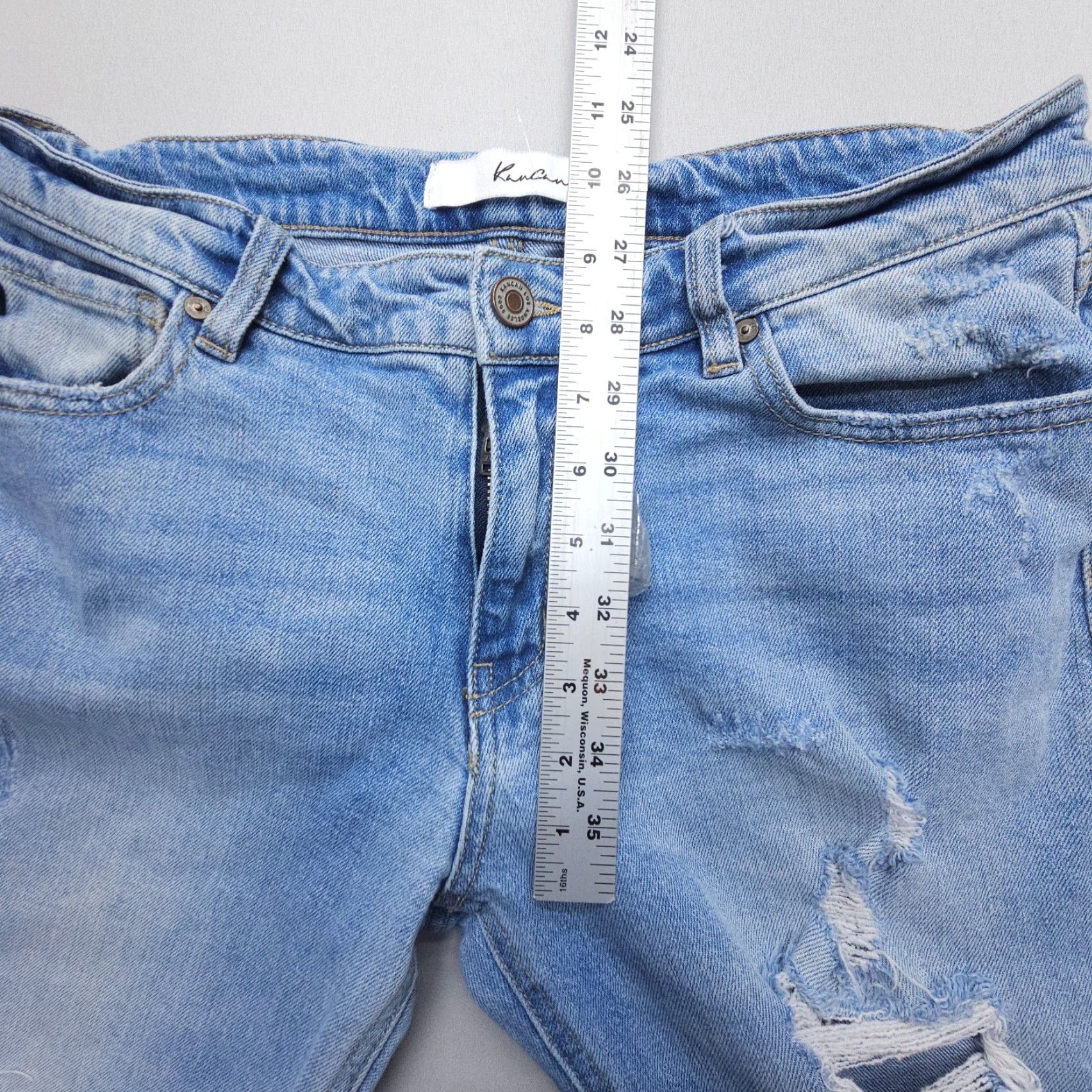 Vintage KanCan Jeans Women's 29 Mid Rise Boyfriend Distressed Blue Inseam 28 Size 29" - 6 Thumbnail