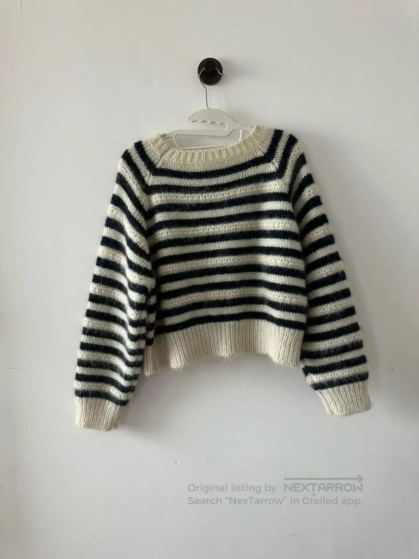 Celine CELINE Striped Arc de Triomphe logo mohair sweater| Size S / US 4 / IT 40 - 2 Thumbnail