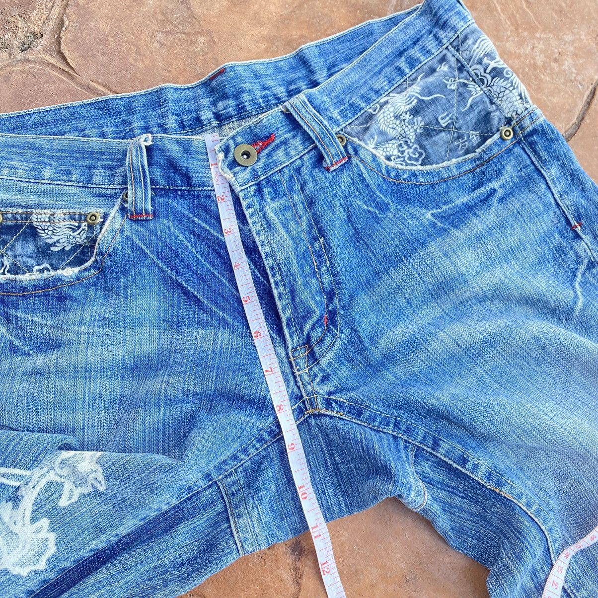 Japanese Brand Thrashed Vintage Dragon Boro Indigo ERD GRUNGE YOHJI JEANS Size US 33 - 10 Thumbnail
