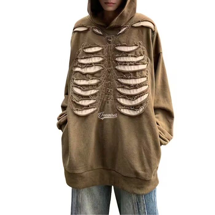 Japanese Brand Skeleton Hollow Out Khaki Hoodie Size US M / EU 48-50 / 2 - 1 Thumbnail