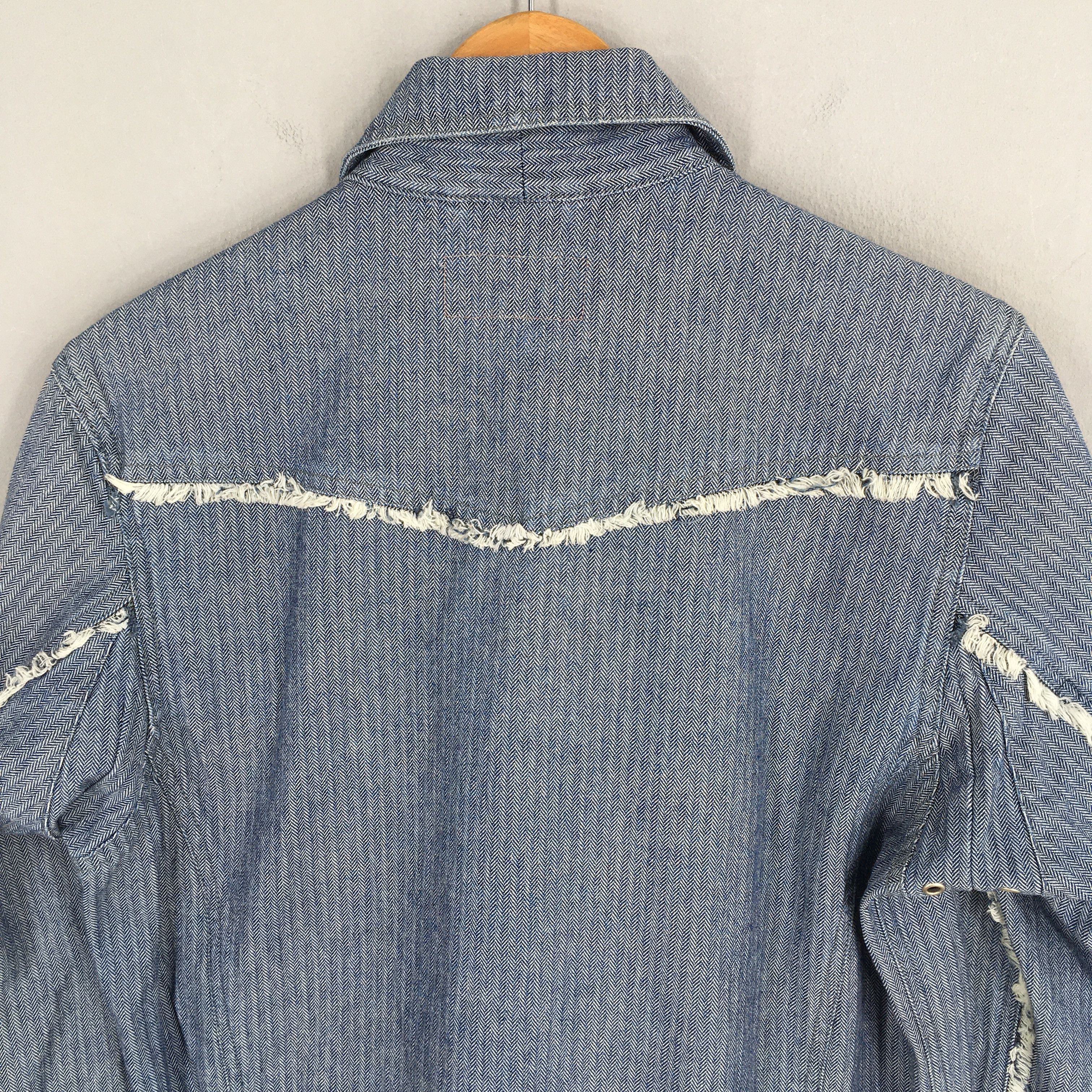 Harley Davidson Vintage Motorcycle Herringbone Stripes Blue Denim Jacket Size US L / EU 52-54 / 3 - 7 Thumbnail