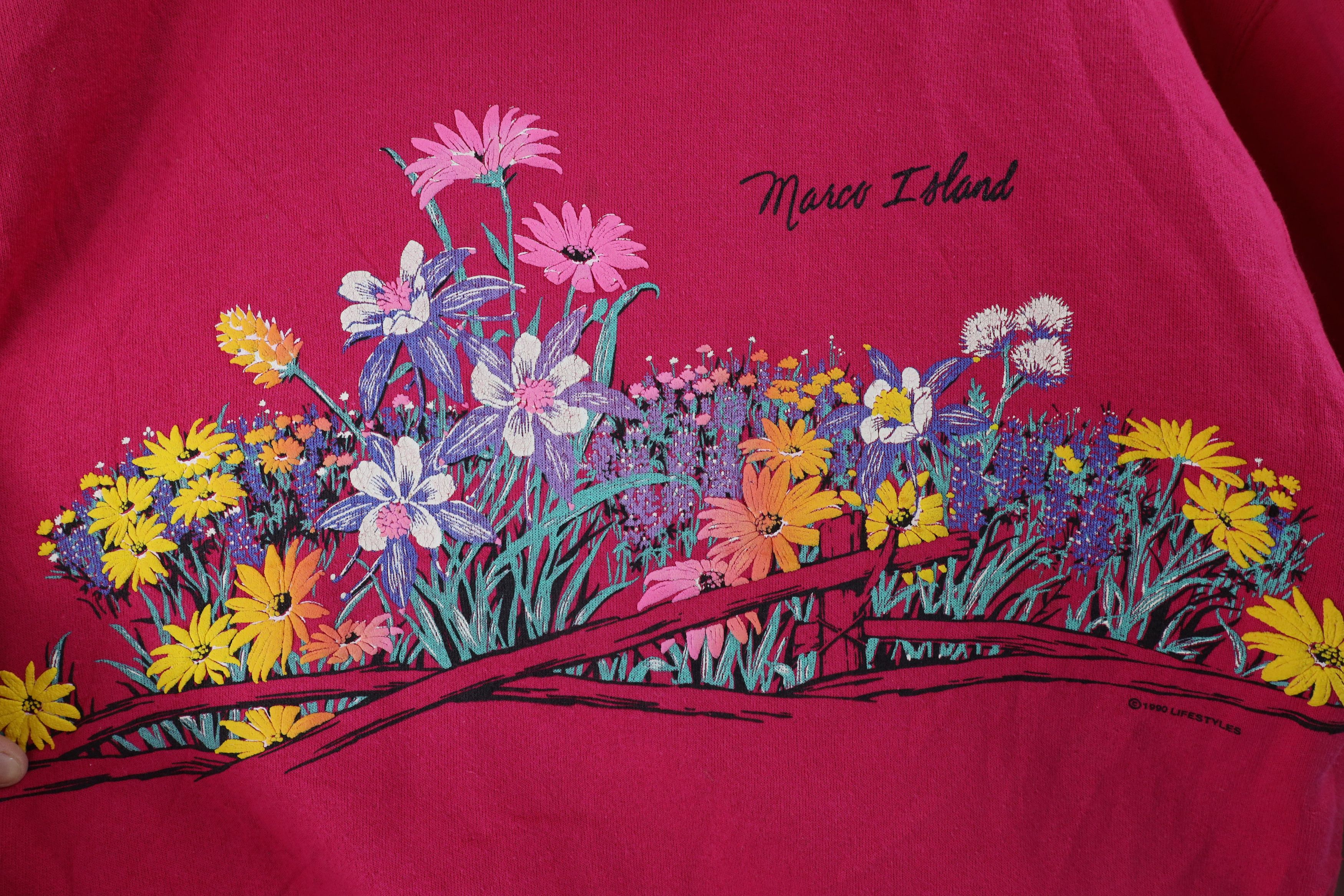 Vintage Vintage 90s Streetwear Island Flower Collared Sweatshirt USA Size L / US 10 / IT 46 - 4 Thumbnail