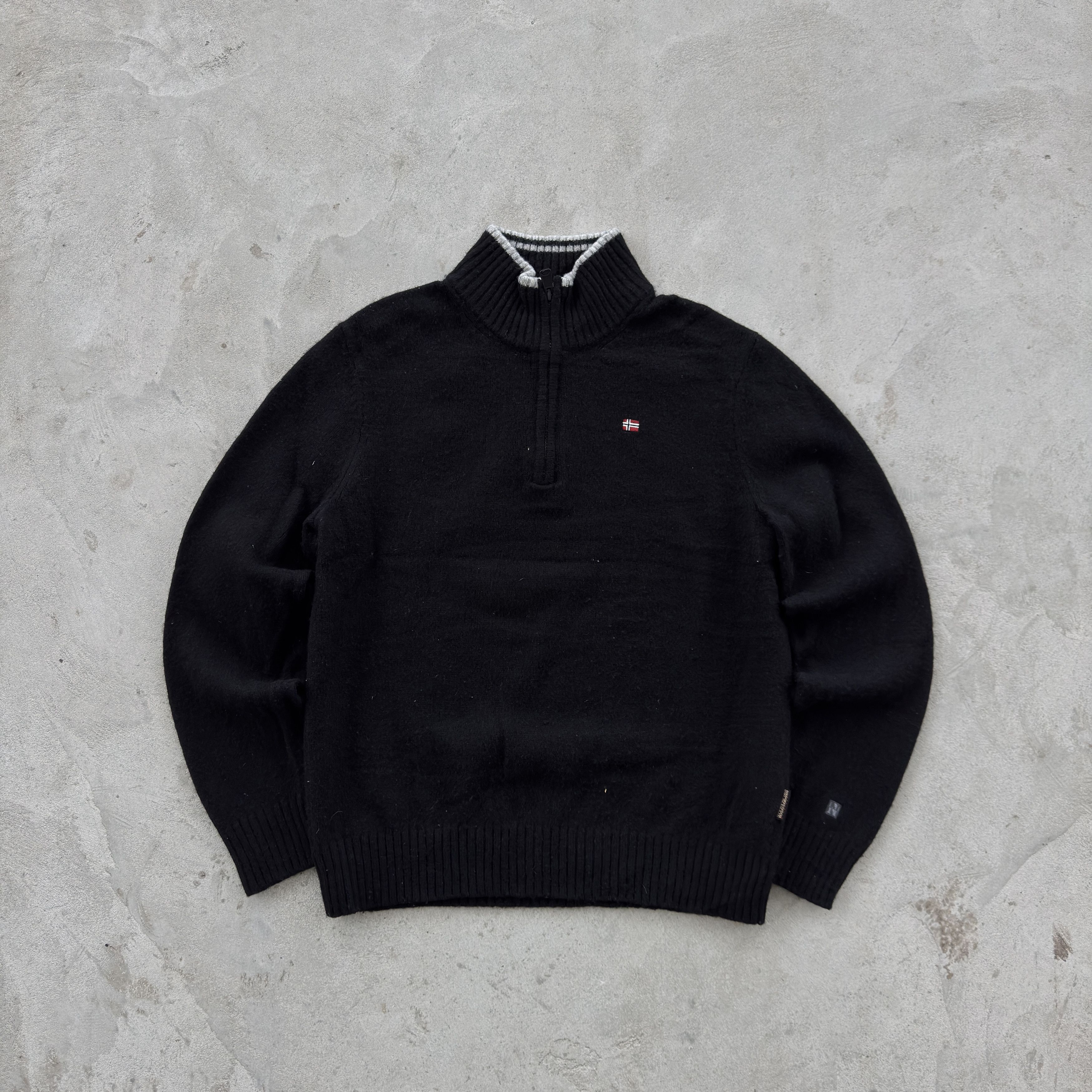 Napapijri Vintage 90s Napapijri 1/4 Zip Wool Sweater Size US XL / EU 56 / 4 - 1 Thumbnail