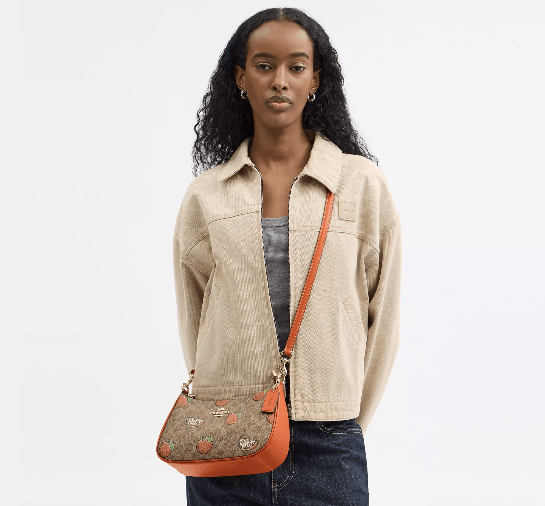 Coach Teri Shoulder Bag In Signature With Orange Print CAL80 Size ONE SIZE - 10 Thumbnail