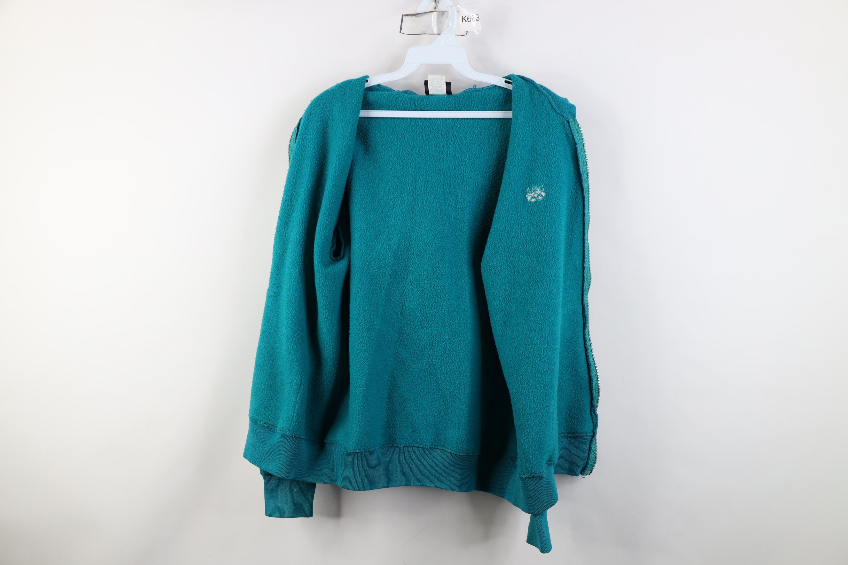 Vintage Vintage 90s USA Olympics Blank Full Zip Hoodie Teal USA Size US M / EU 48-50 / 2 - 13 Thumbnail