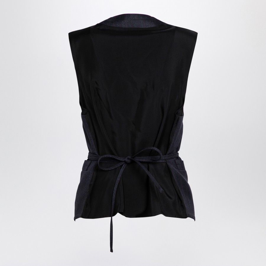 Bottega Veneta o1d2blof0824 Wool Waistcoat in Blue & Black Size XS / US 0-2 / IT 36-38 - 2 Thumbnail