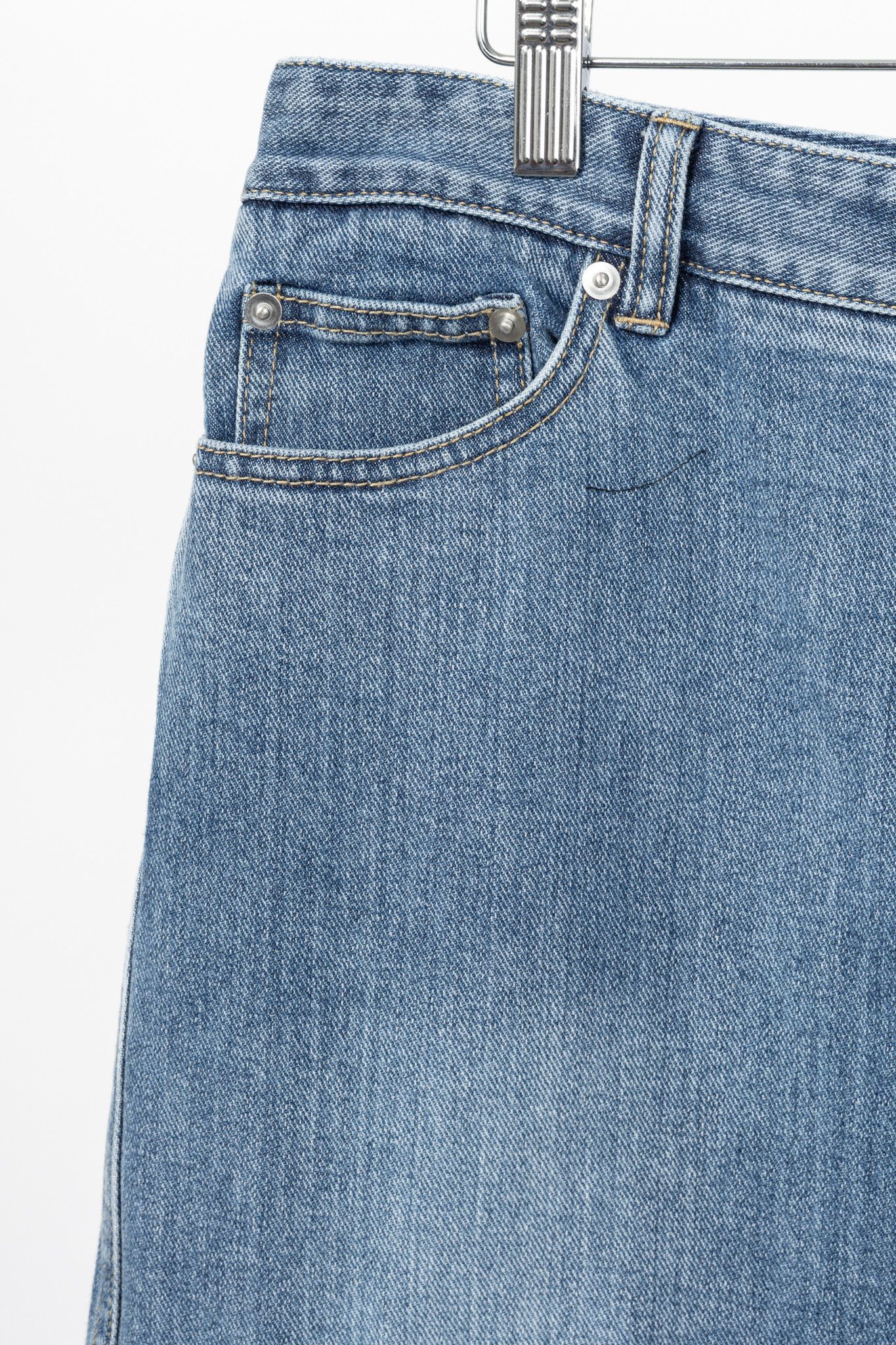 Tibi Tibi Classic Blue Wash Denim Midi Skirt Size 29" - 4 Thumbnail