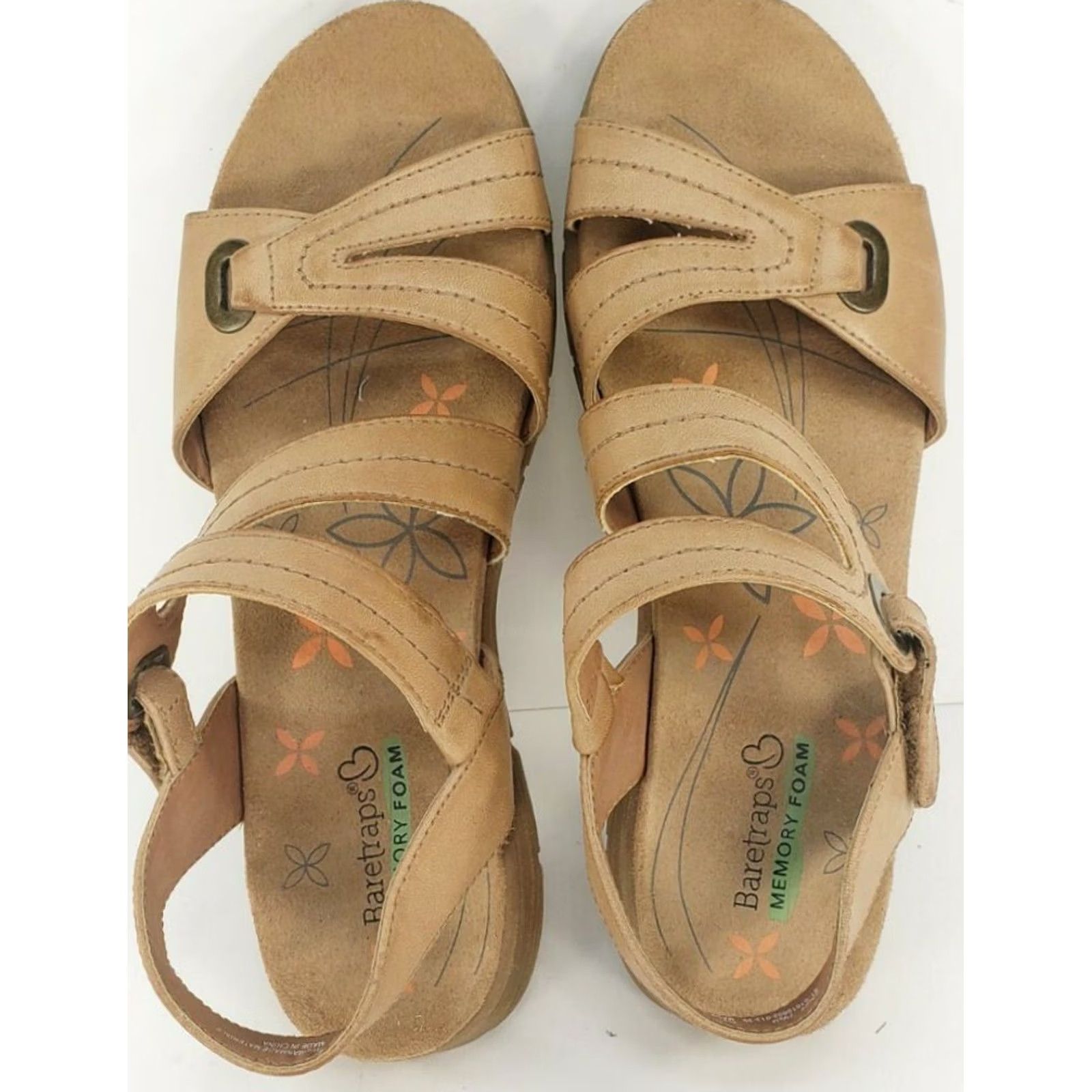 Vintage Baretraps Cindy Slingback Strappy Sandals Women’s 7.5M Tan Faux Leather Flats Size US 8 / IT 38 - 7 Thumbnail