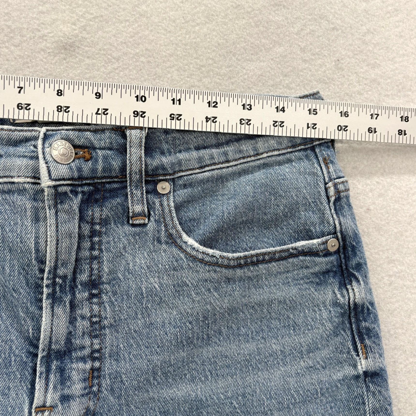 Madewell Madewell Jeans Womens 29 Blue Medium Wash High Rise Cropped Slim 5-Pocket Denim Cotton Spandex Zip Fabric Size 29" - 7 Thumbnail