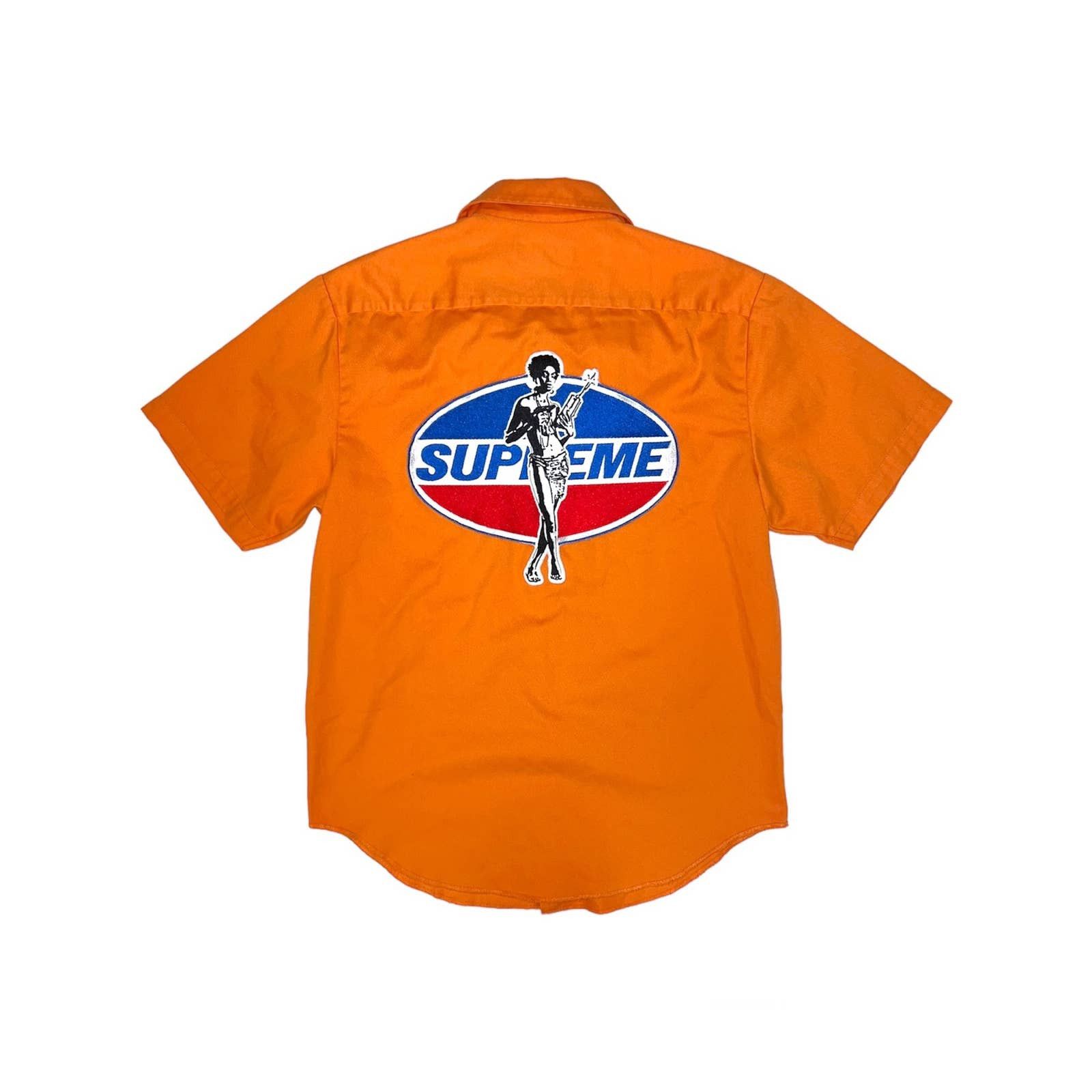 Image of Supreme X Hysteric Glamour Work Shirt in Orange, Men's (Size Small)