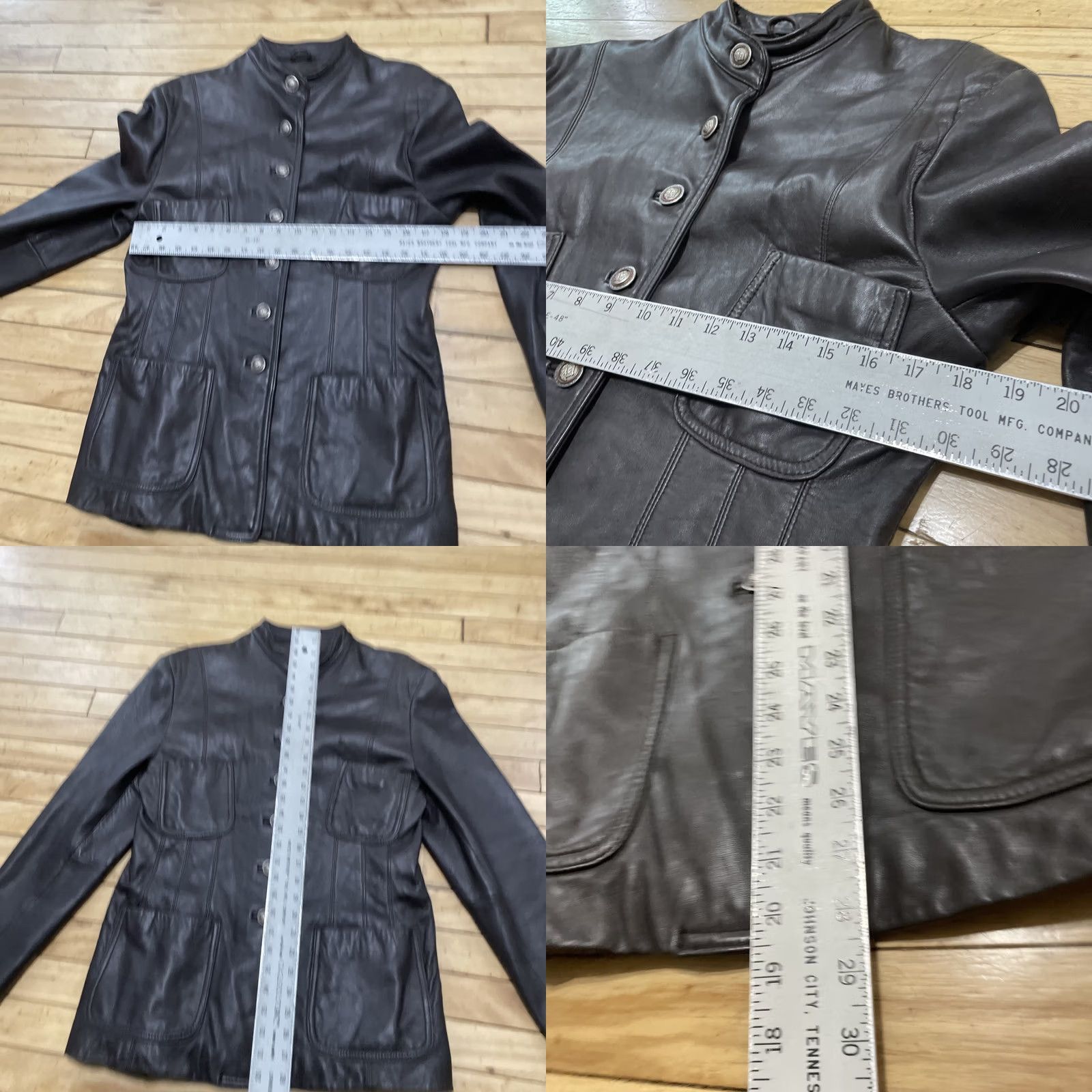 Vintage VINTAGE Suzie's Fashion Leather Jacket Women L 90s Mocha Chocolate Black Chore Coat Mock Neck Parka Size L / US 10 / IT 46 - 8 Thumbnail