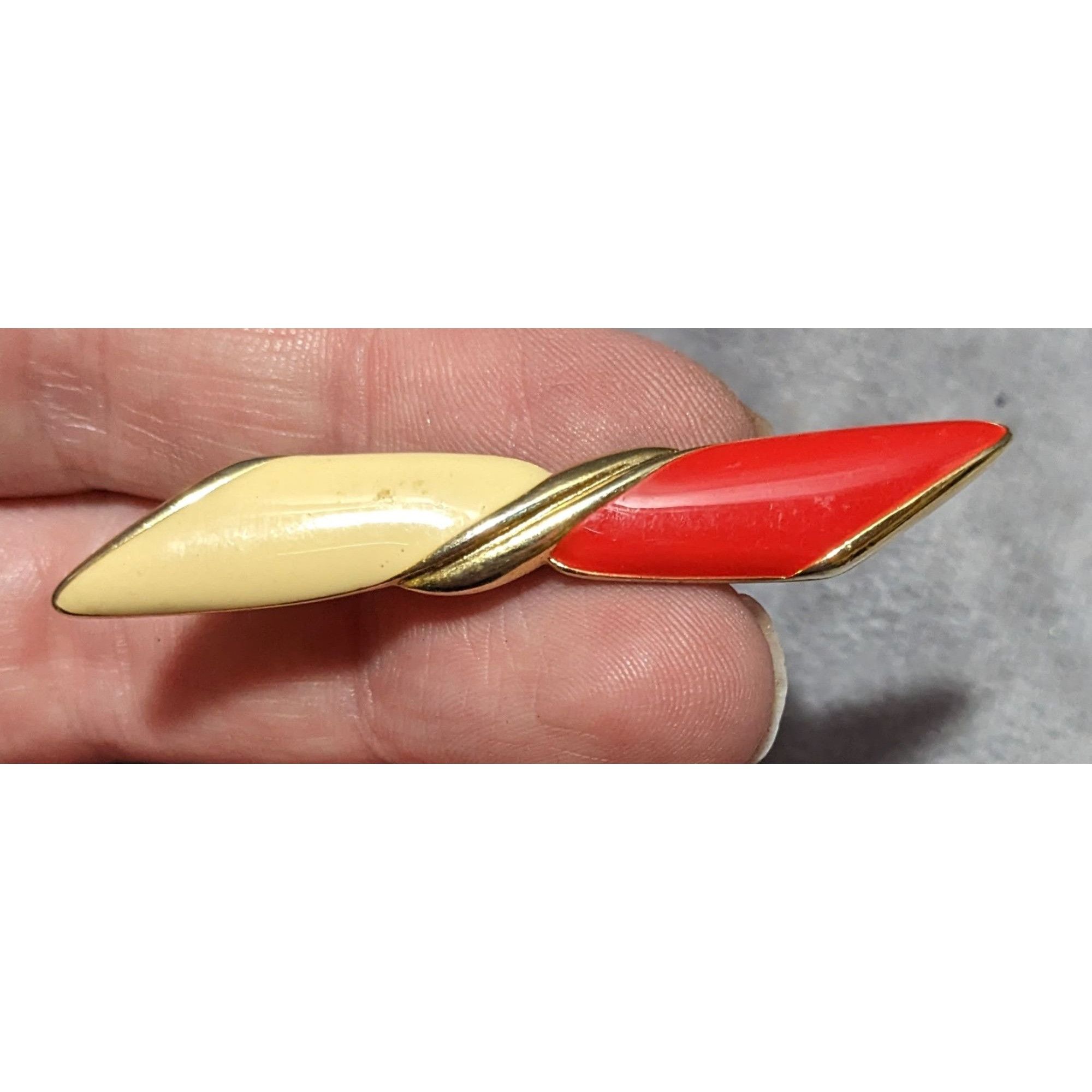 Other Vintage Art Deco Red And Cream Enamel Brooch Size ONE SIZE - 5 Thumbnail