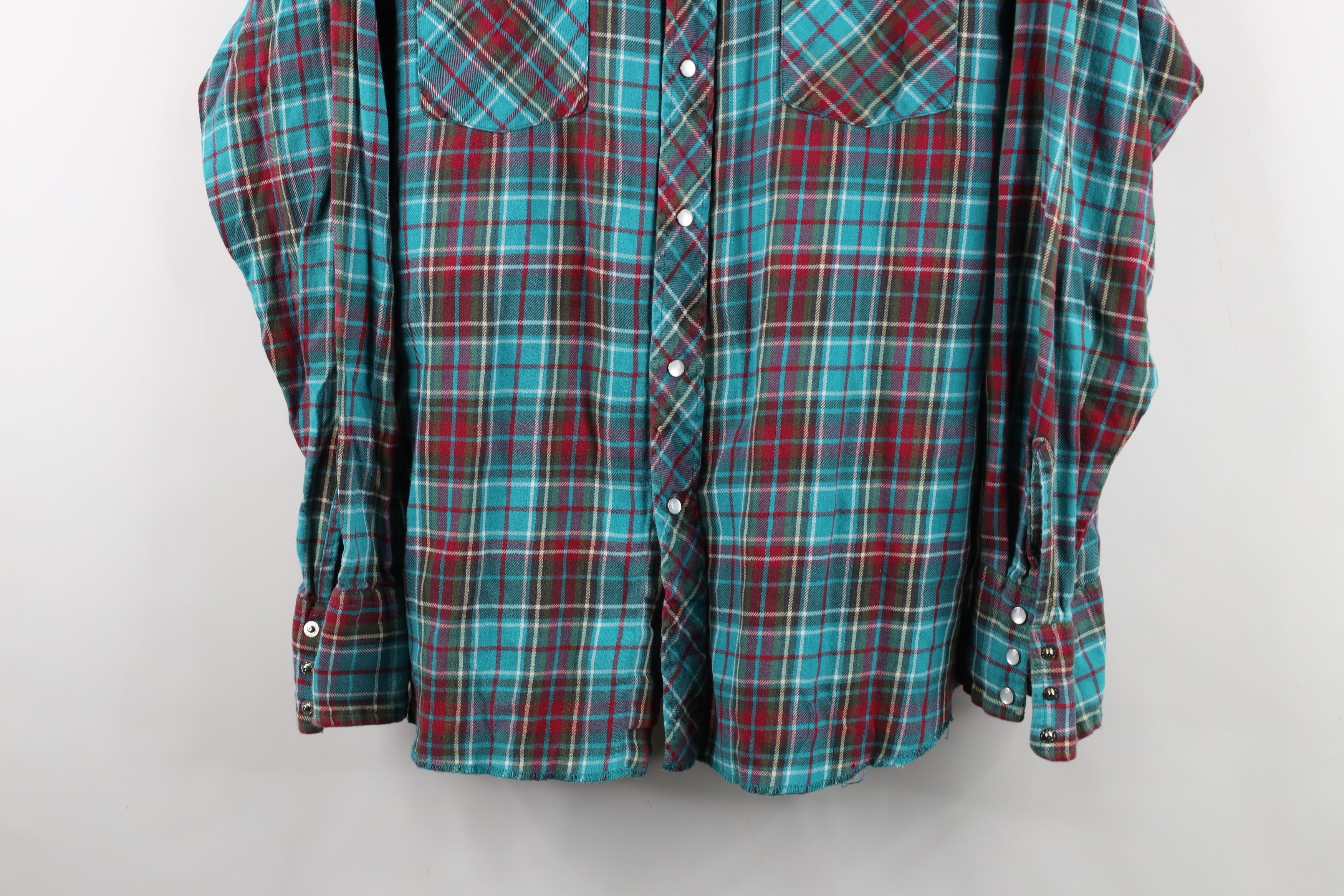 Wrangler Vintage 90s Wrangler Rainbow Plaid Flannel Snap Button Shirt Size US XL / EU 56 / 4 - 3 Thumbnail