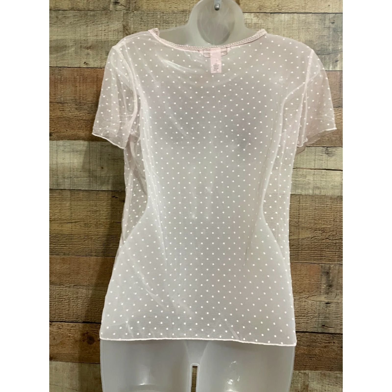 Victoria's Secret Victoria’s Secret PINK Sheer Dotted Lace Lingerie top Small Blouse Women Black XS/Regular? Size S / US 4 / IT 40 - 3 Thumbnail