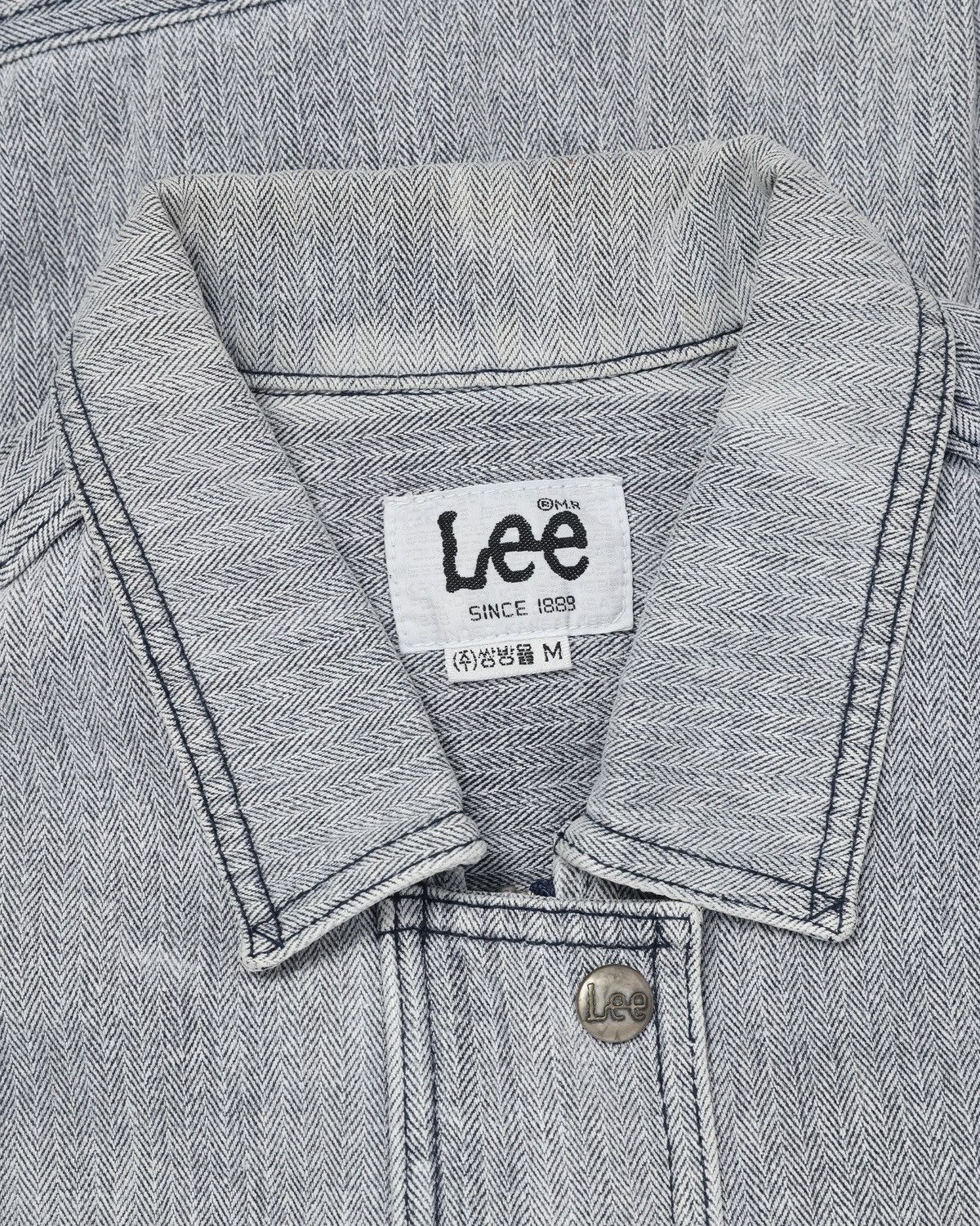 Vintage Lee Herringbone Jacket Light Grey Minimal Workwear Style Size US S / EU 44-46 / 1 - 3 Thumbnail