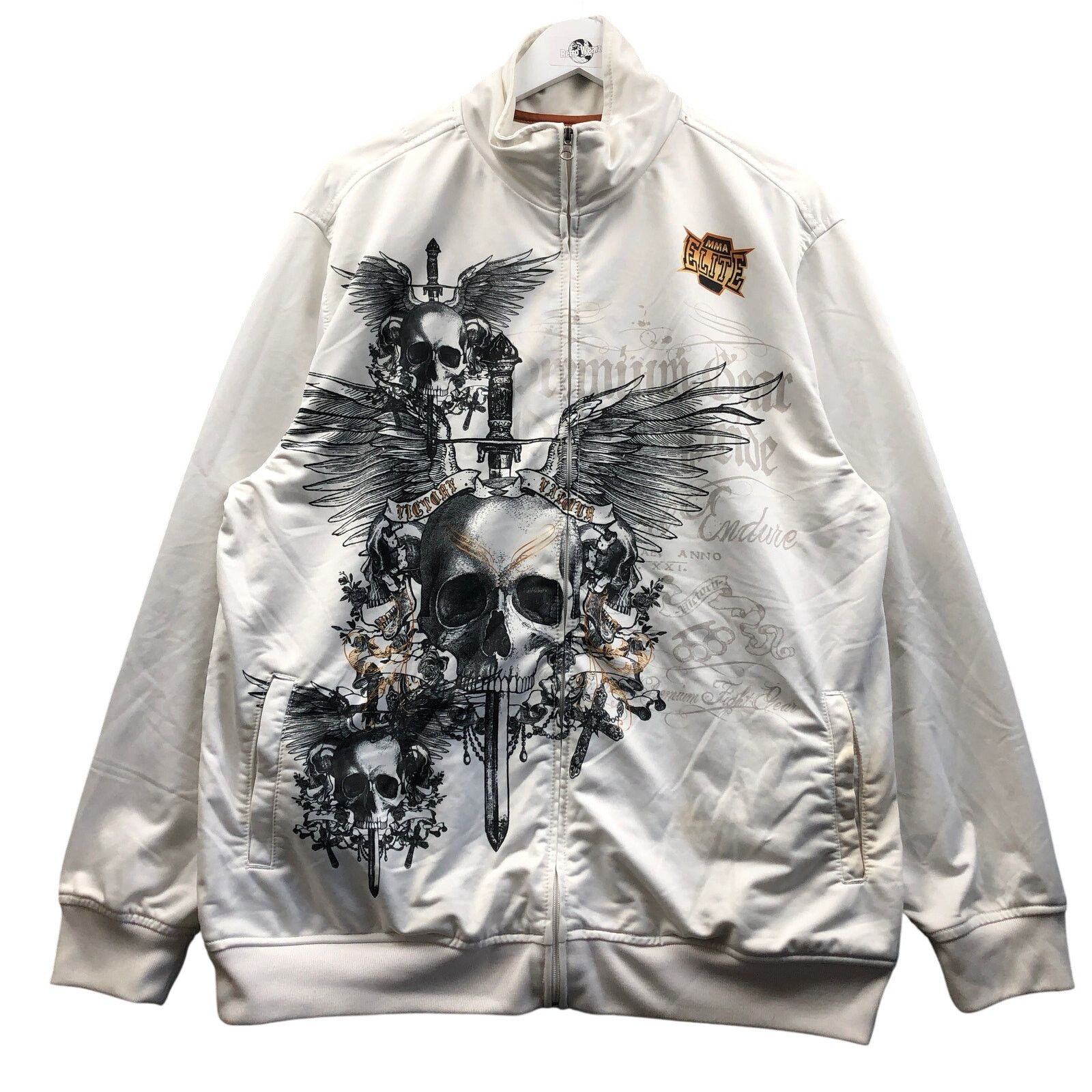 MMA Elite Skull Wings Track Jacket Mens Large Long Sleeve