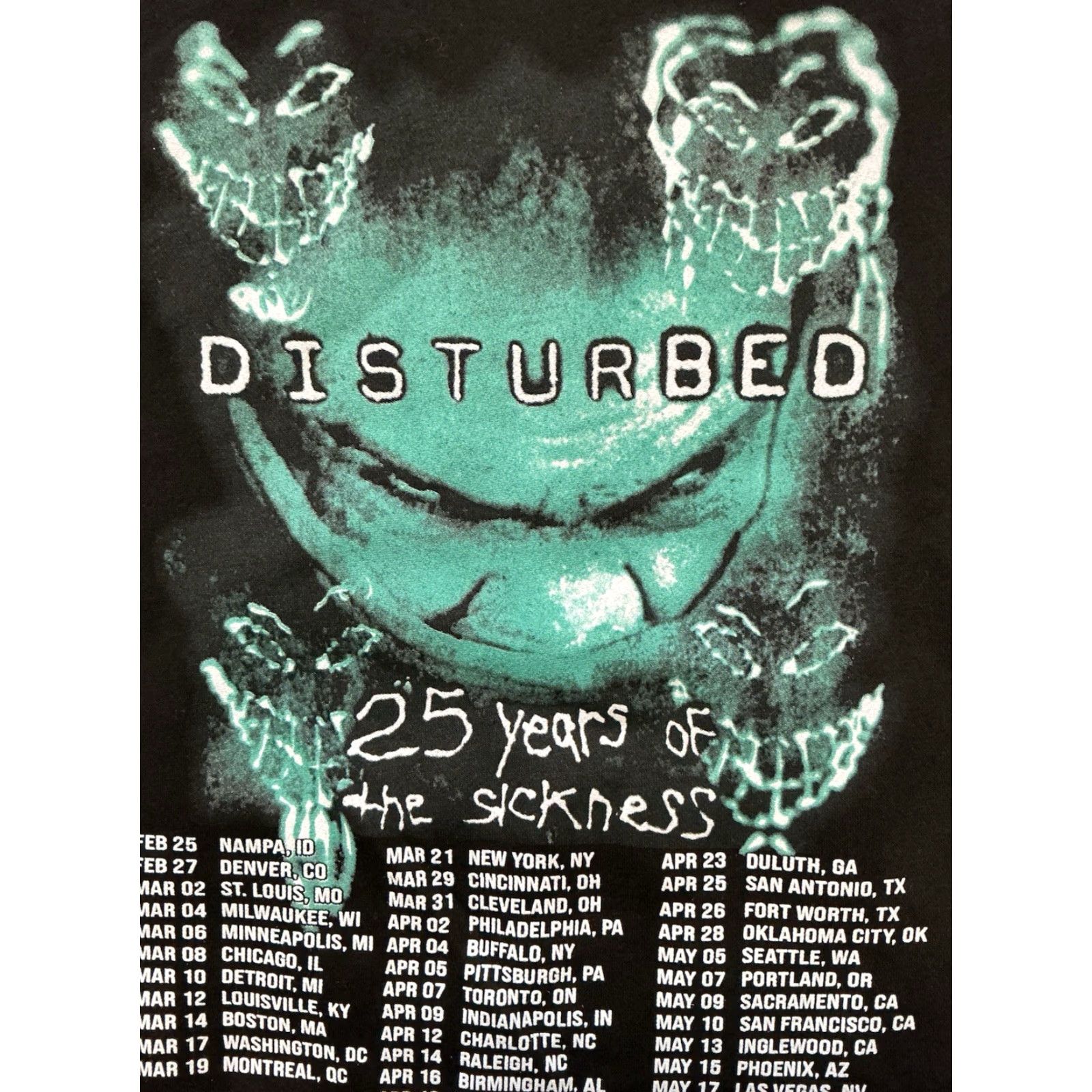 Vintage VINTAGE Disturbed 25 Years Of The Sickness Hoodie Mens Size M Black Rock Pullover Skull Skeleton 90s Concert? Size US M / EU 48-50 / 2 - 7 Thumbnail