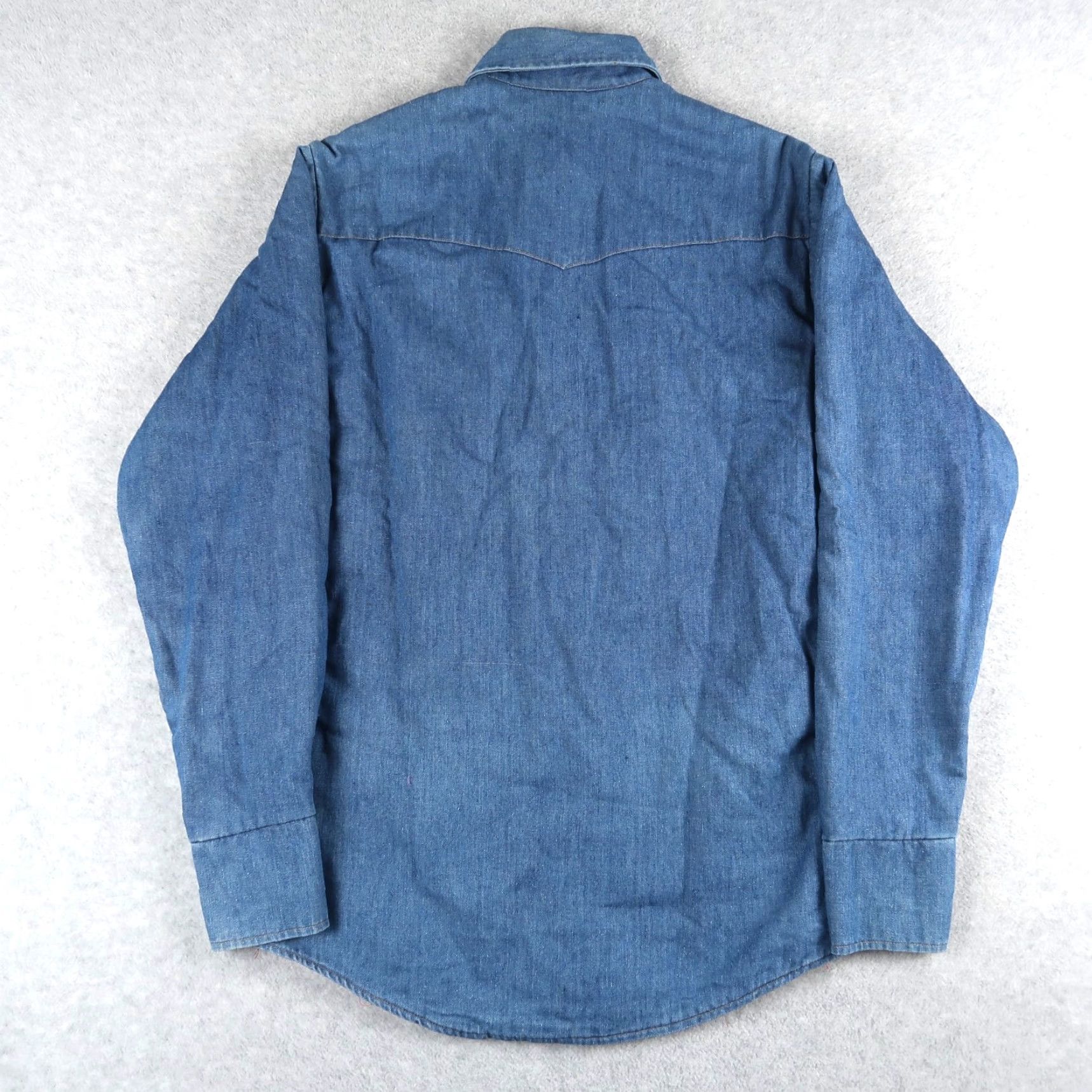 JCPenney VINTAGE JC Penney Denim Pearl Snap Western Shirt S Adult Small Blue Cotton Lined 80s Western Mens Size US S / EU 44-46 / 1 - 2 Thumbnail