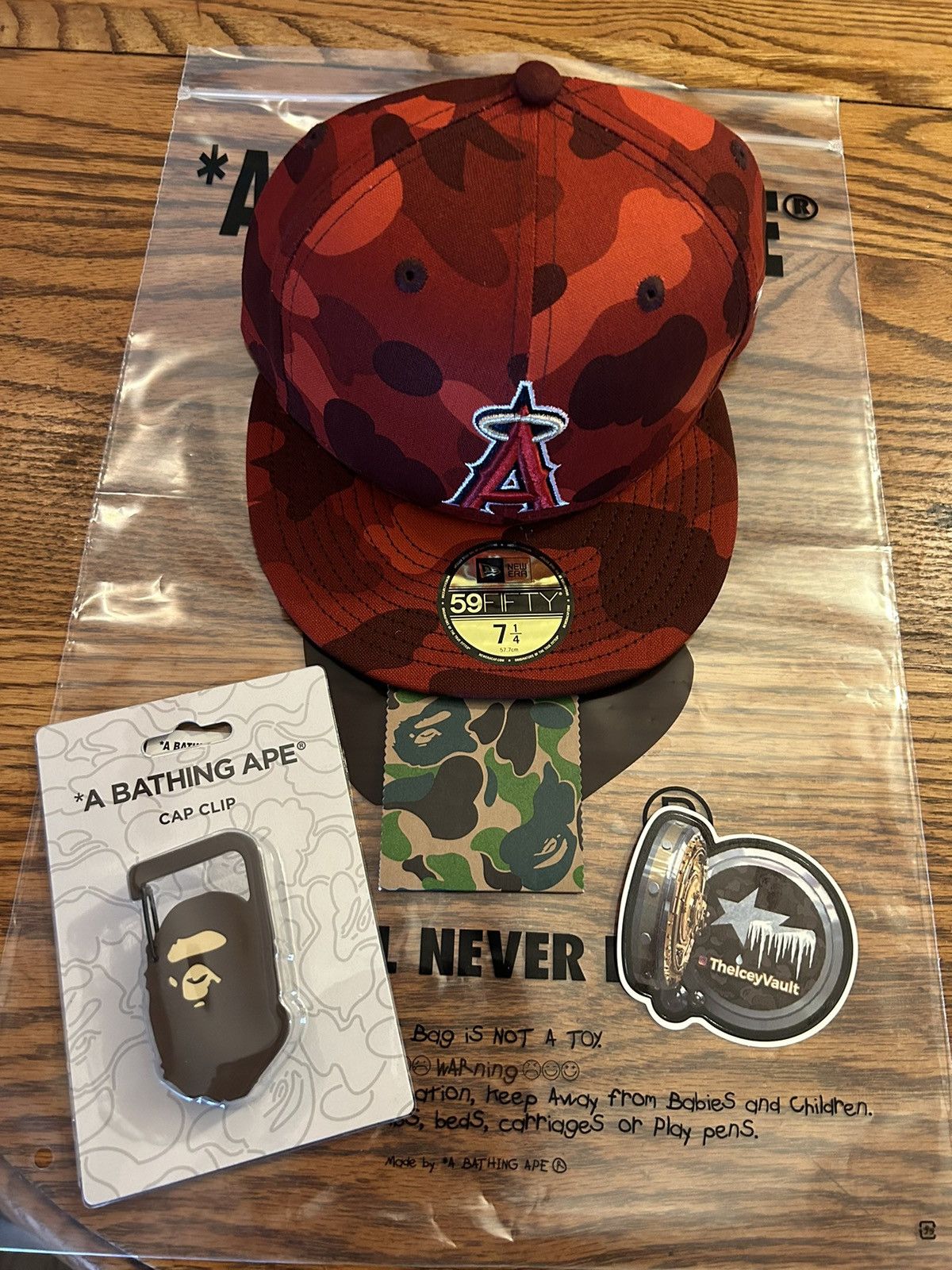 Bape Bape x MLB Red Camo LAA Fitted Hat 7 1/4 | Grailed